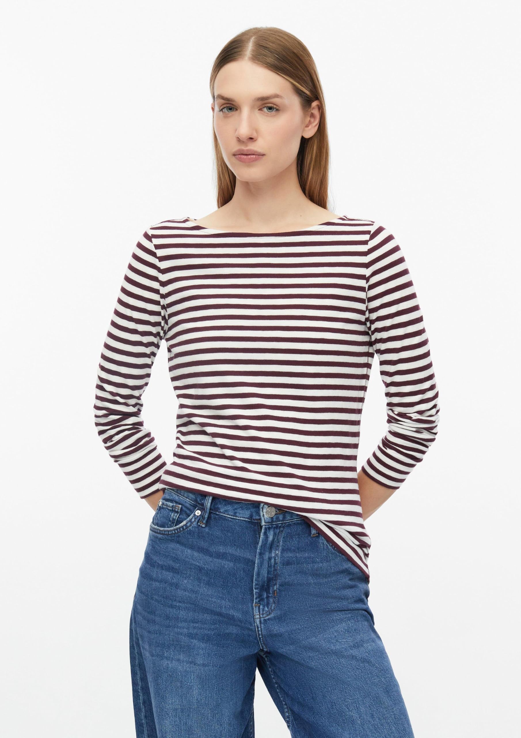 s.Oliver 2182446 Langarmshirt gestreift 40 Bordeaux