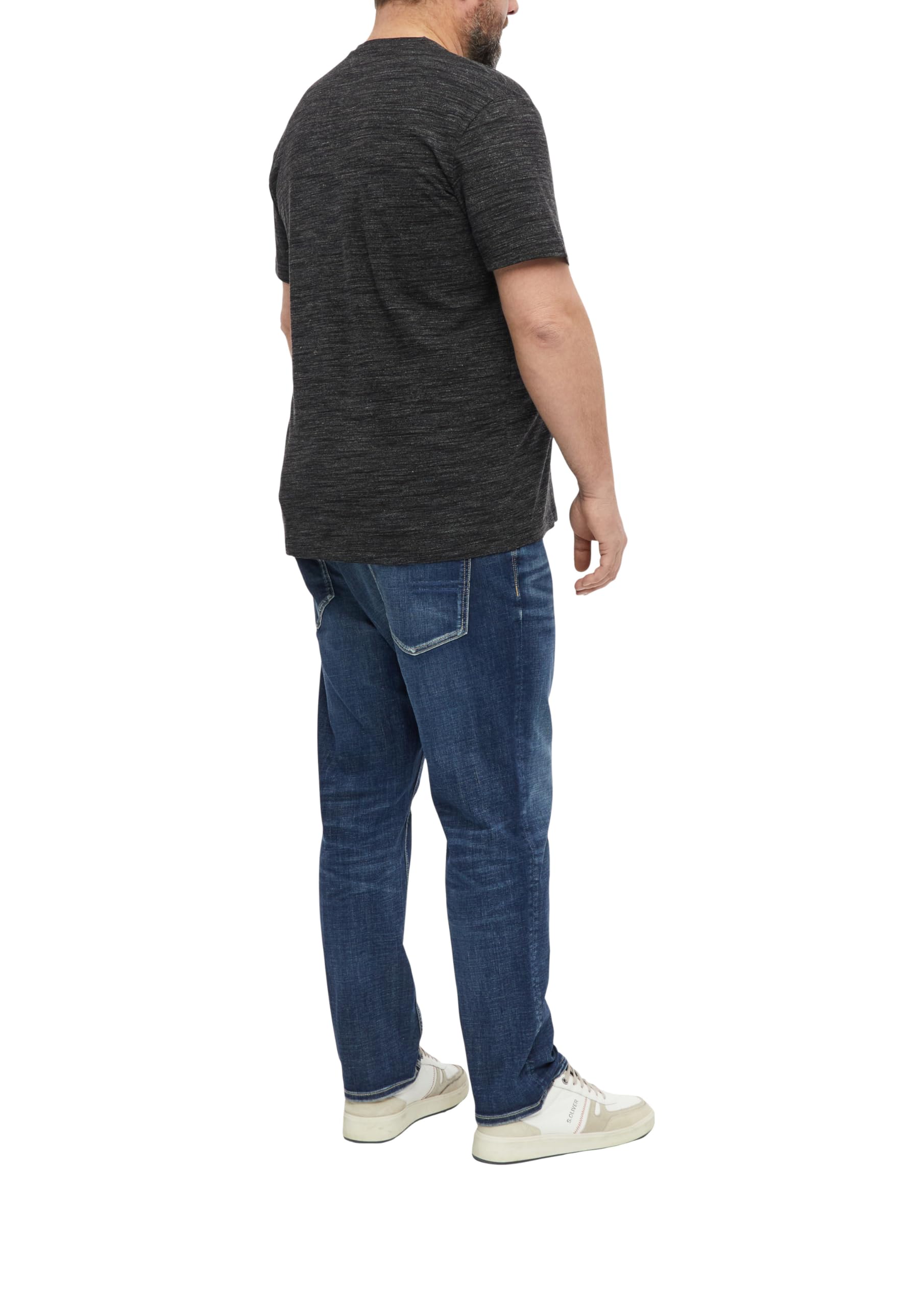 s.Oliver V-Ausschnitt T-Shirt meliert schwarz