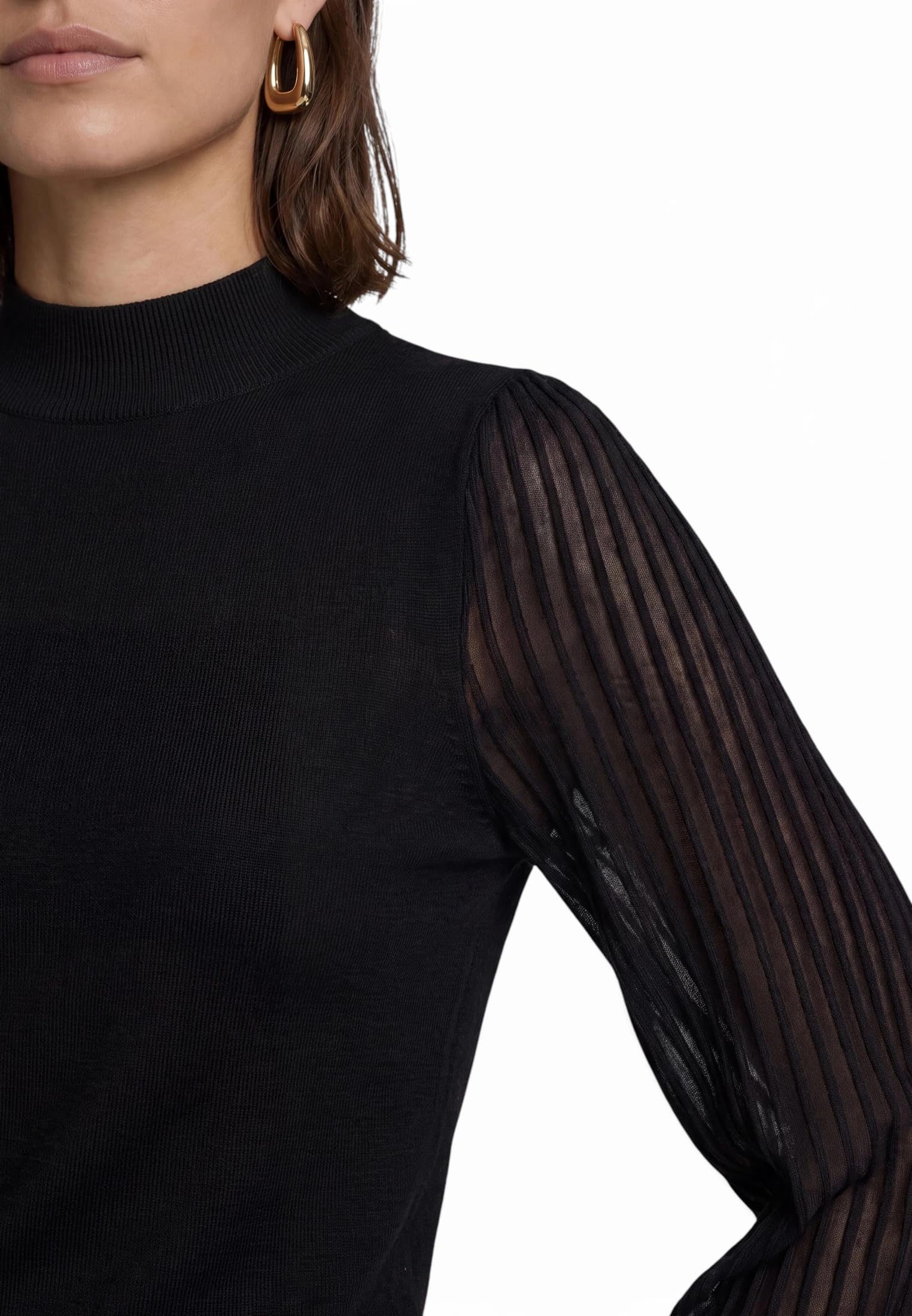 zero Feinstrickpullover Spitzenärmel 36 Black Beauty figurbetont