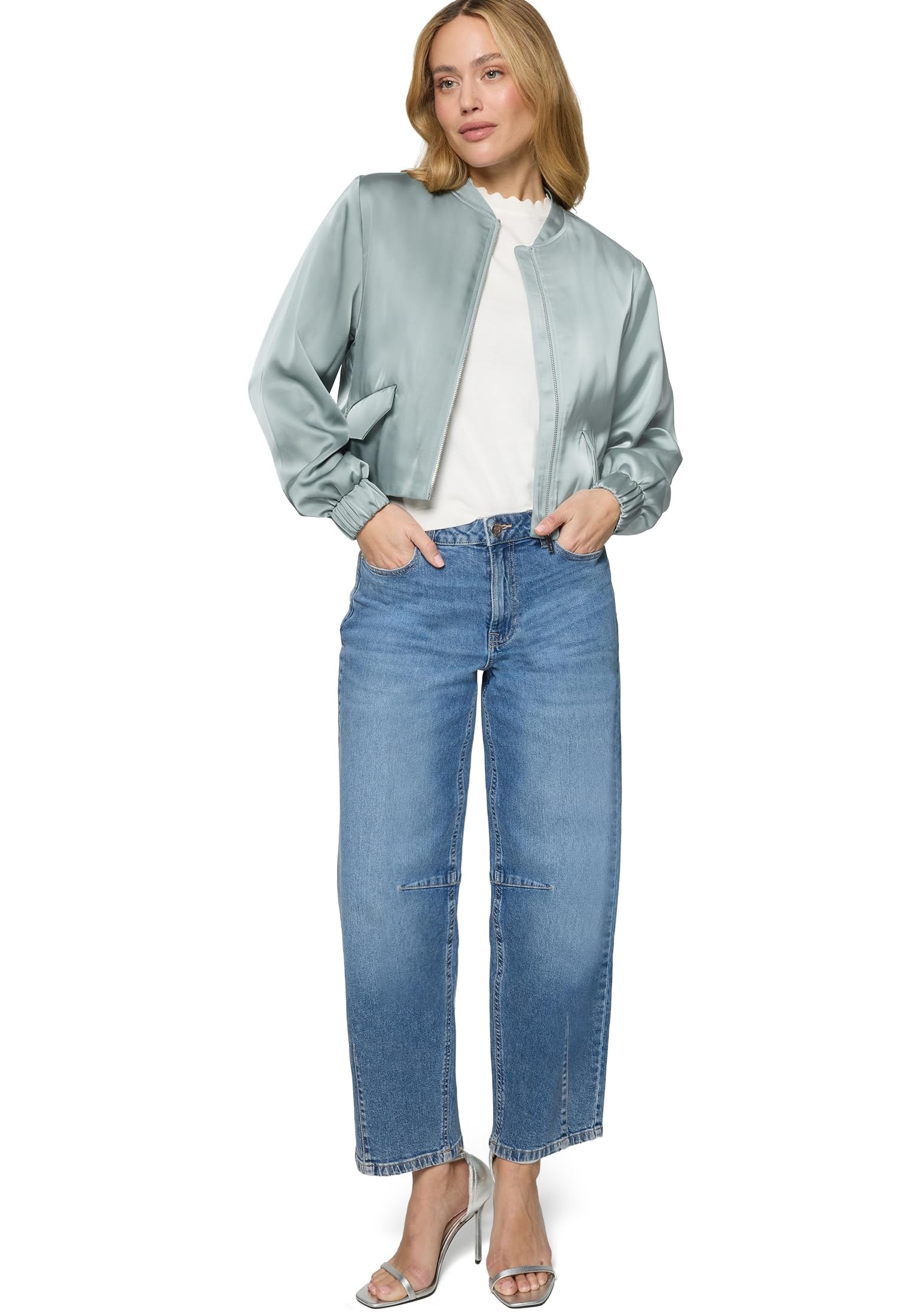 zero Blouson Langarm Jacke 40 Silver Blue leicht