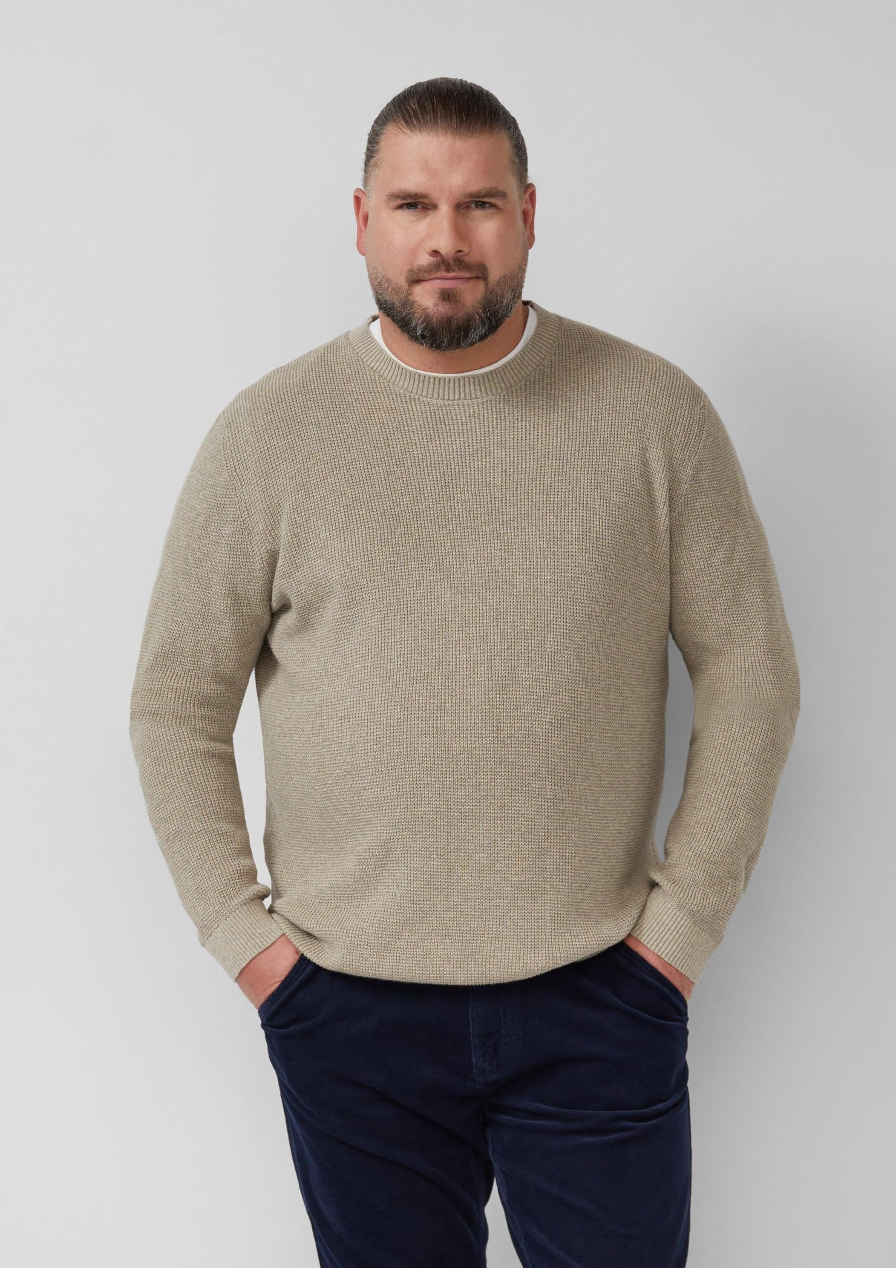s.Oliver RED LABEL Strickpullover Crew Neck Struktur beige