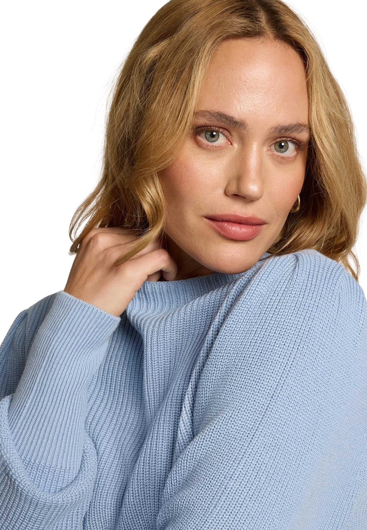 zero Strickpullover Ballonärmel Pullover 40 Soft Chambray warm