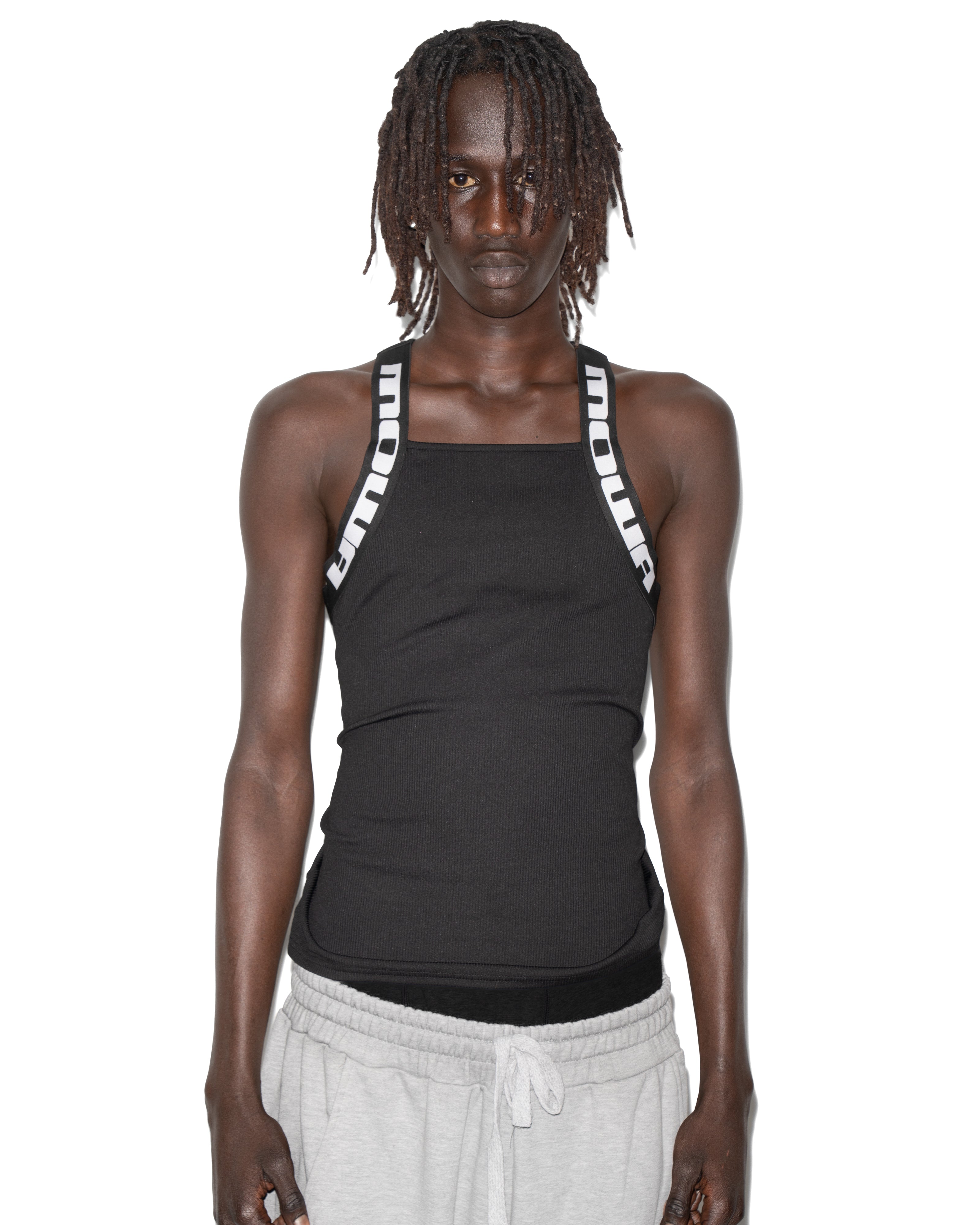 Mowalola Unit Vest Top Schwarz gerippt