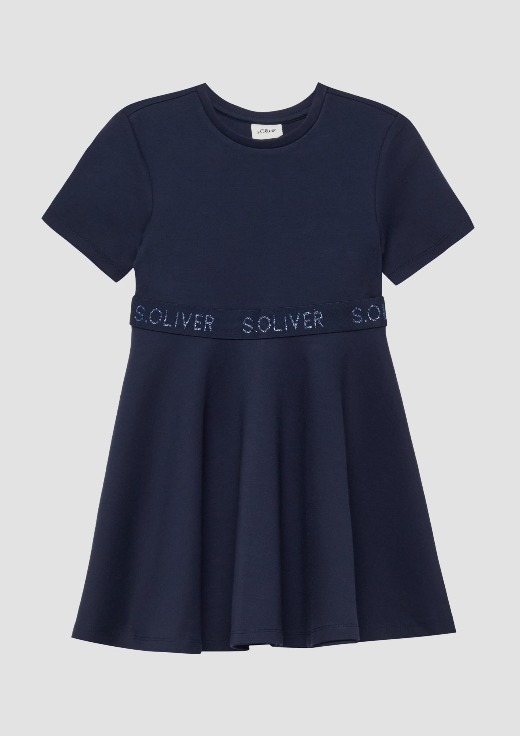 s.Oliver RED LABEL Interlock-Kleid Logo-Glitzertape blau 92