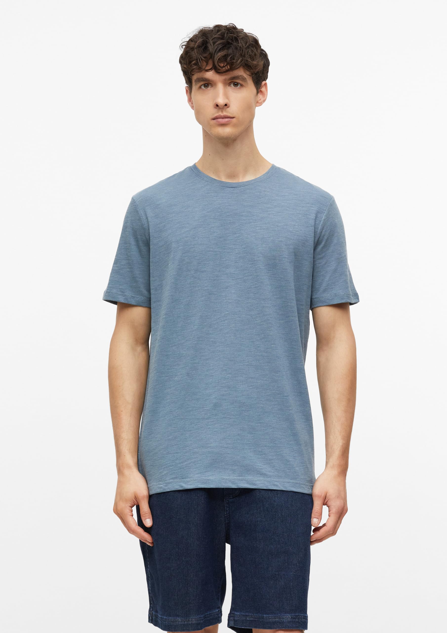s.Oliver T-Shirt V-Ausschnitt Baumwollmix Blau Regular