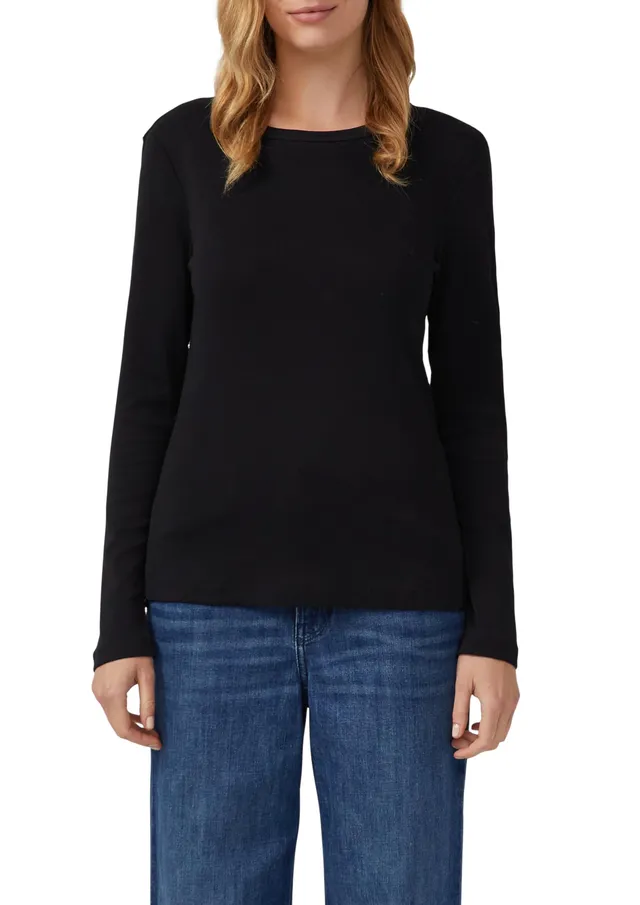 s.Oliver Slim-Fit Longsleeve 2er-Pack Schwarz gerippt