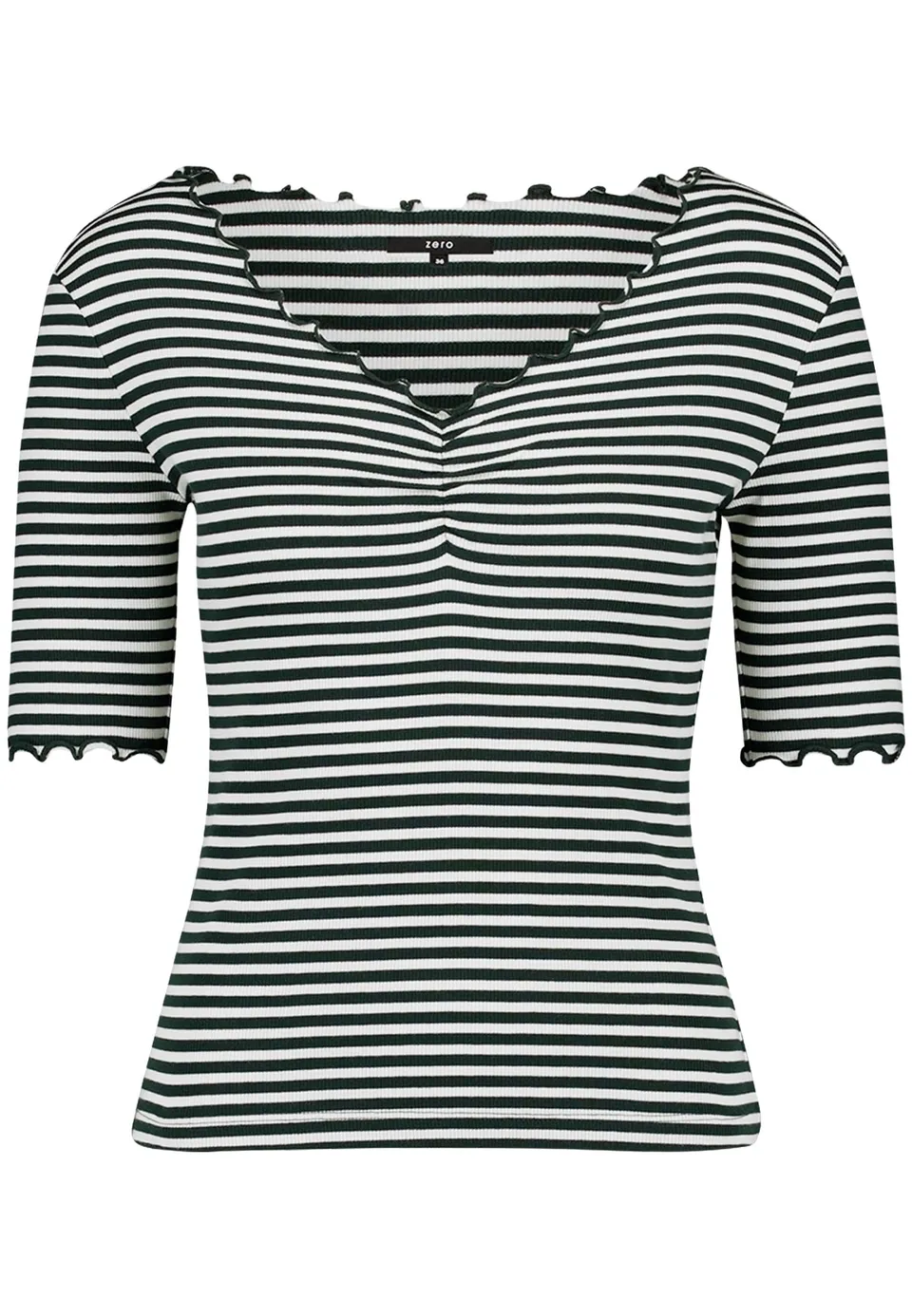 zero Halbarm-Shirt mit Raffung Shirt 38 Green Cream figurfreundlich