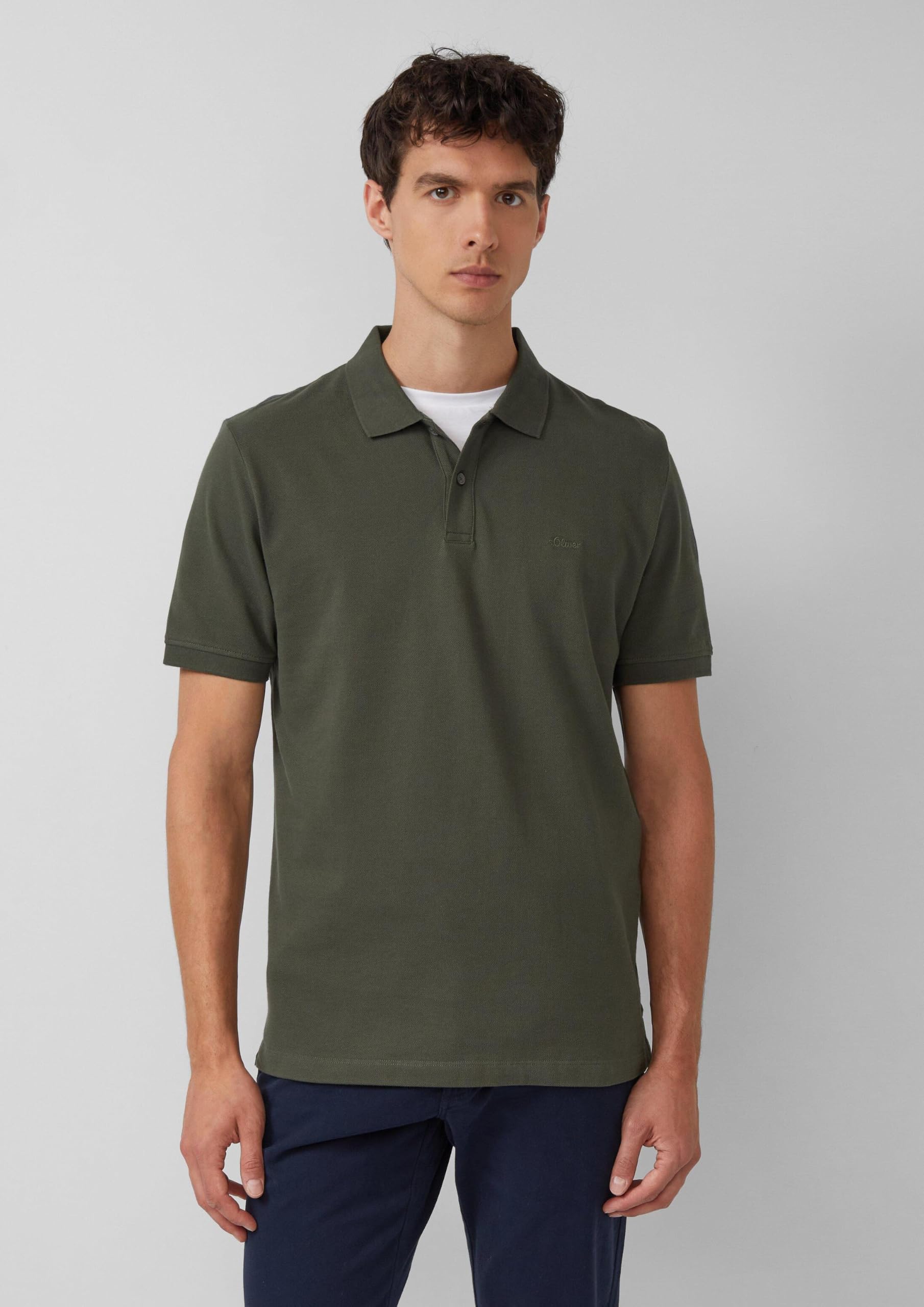 s.Oliver 2024581 Polohemd Olive 3XL aus Piqué-Baumwolle