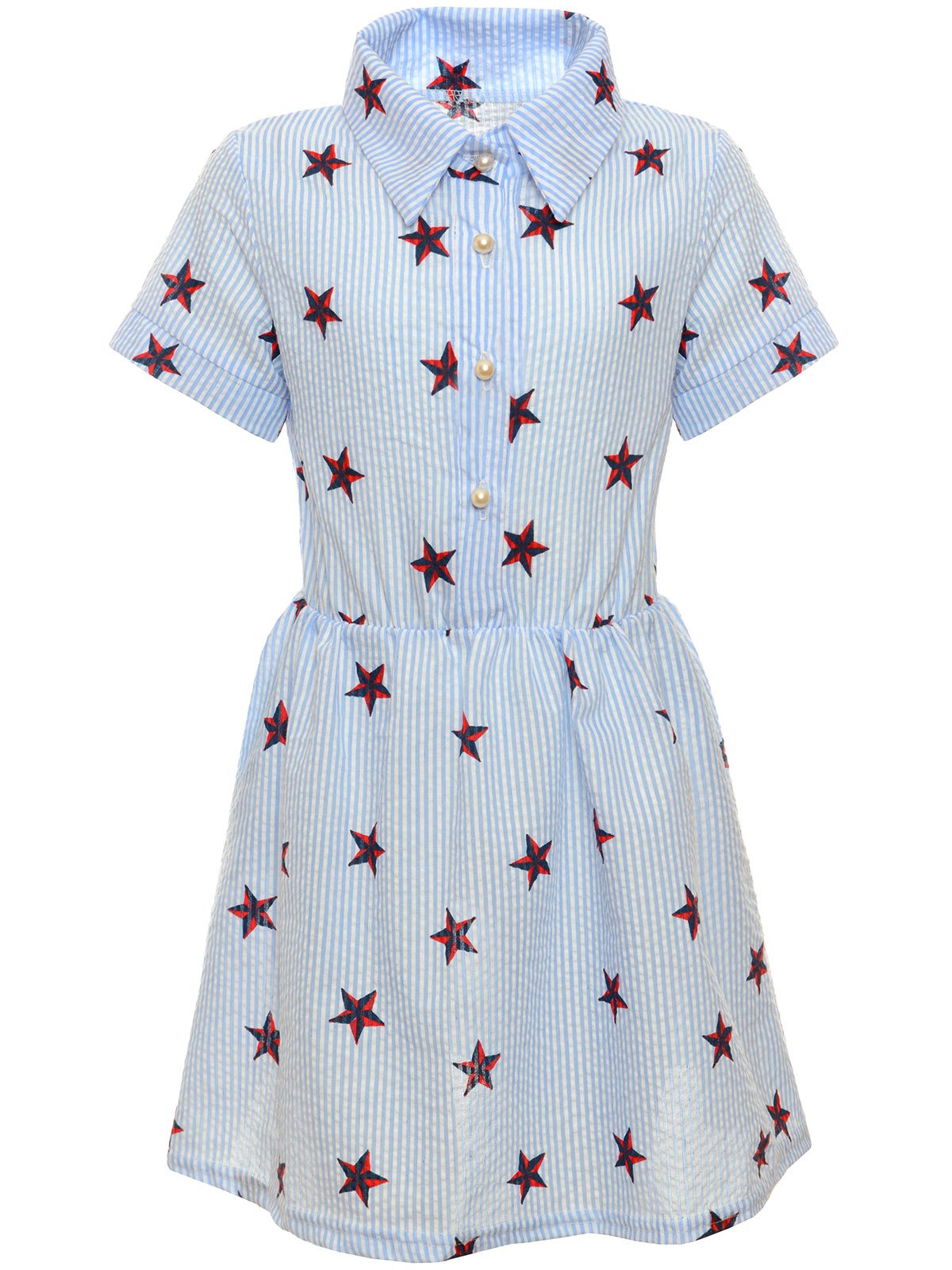 BEZLIT Mädchen Blusenkleid Sternenmuster Gr.122 Kurzarm