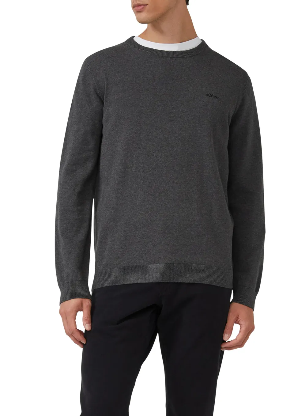 s.Oliver RED LABEL 2143173 Pullover dunkelgrau Baumwolle