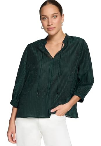 zero Bluse Kurz 3/4 Arm Bluse mit Bindeband Uni