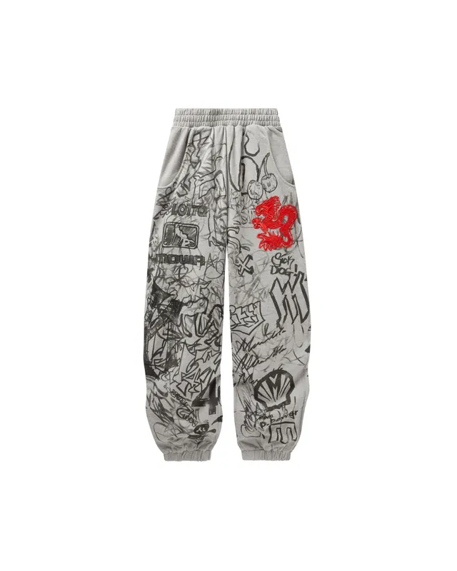 Mowalola Graffiti Track Pants Jogginghose Grau
