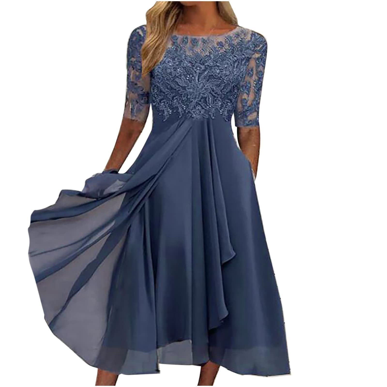 Singular Spitzenkleid Chiffon Brautjungfer Green-5