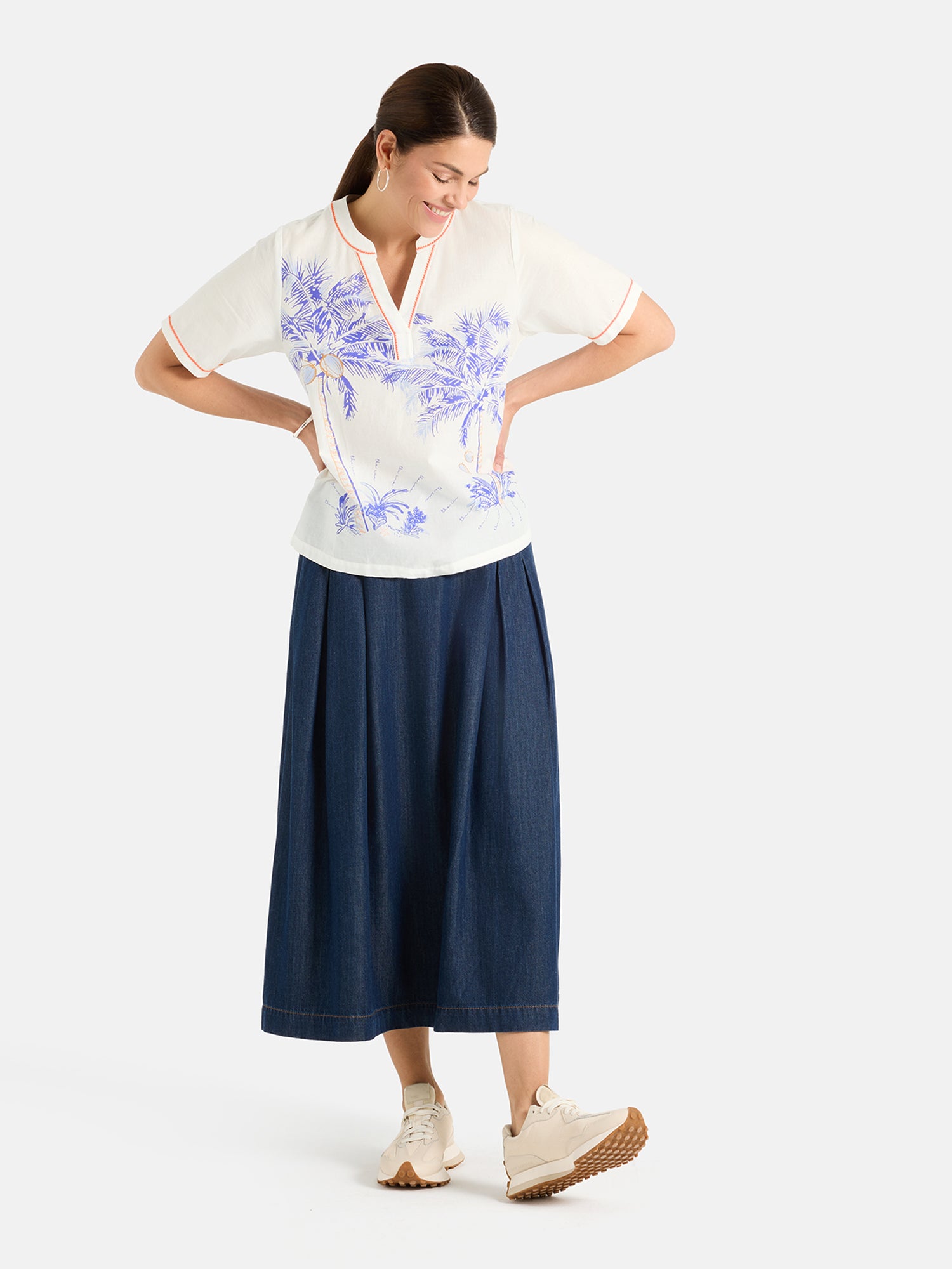 Lieblingsstück LunaL Bluse offwhite mit Palmen-Print