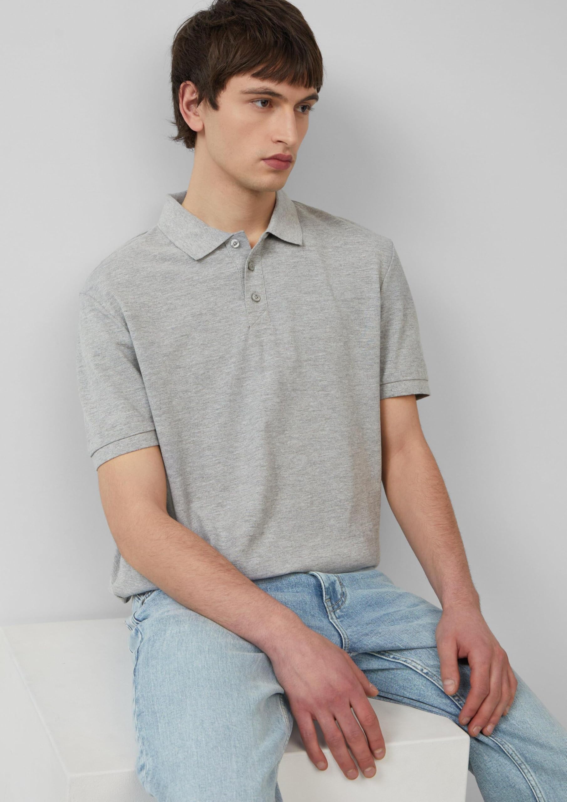 s.Oliver QS 2165559 Polo Shirt L Grau Meliert