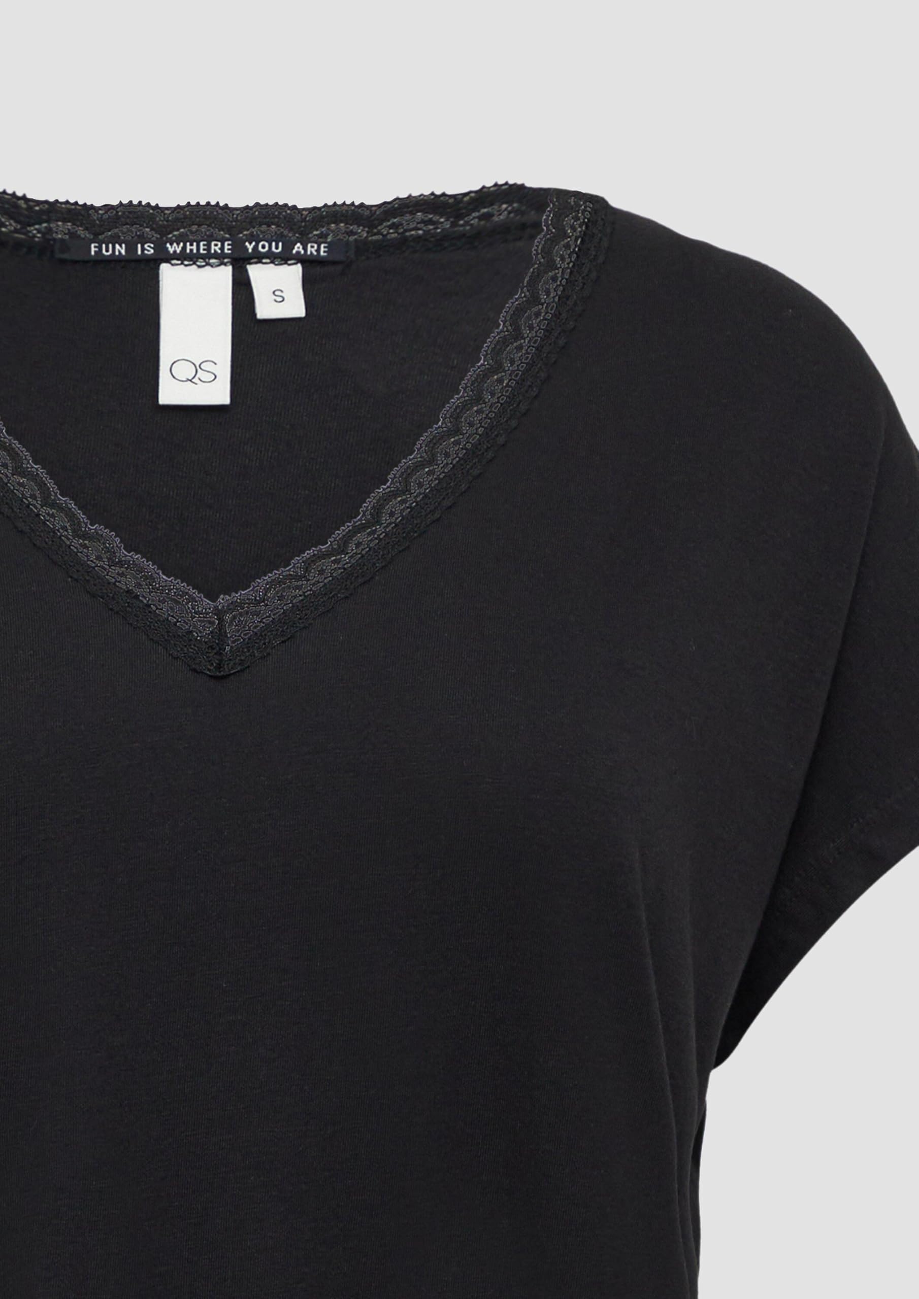 s.Oliver QS Modalmix-Shirt Damen mit Spitze V-Neck