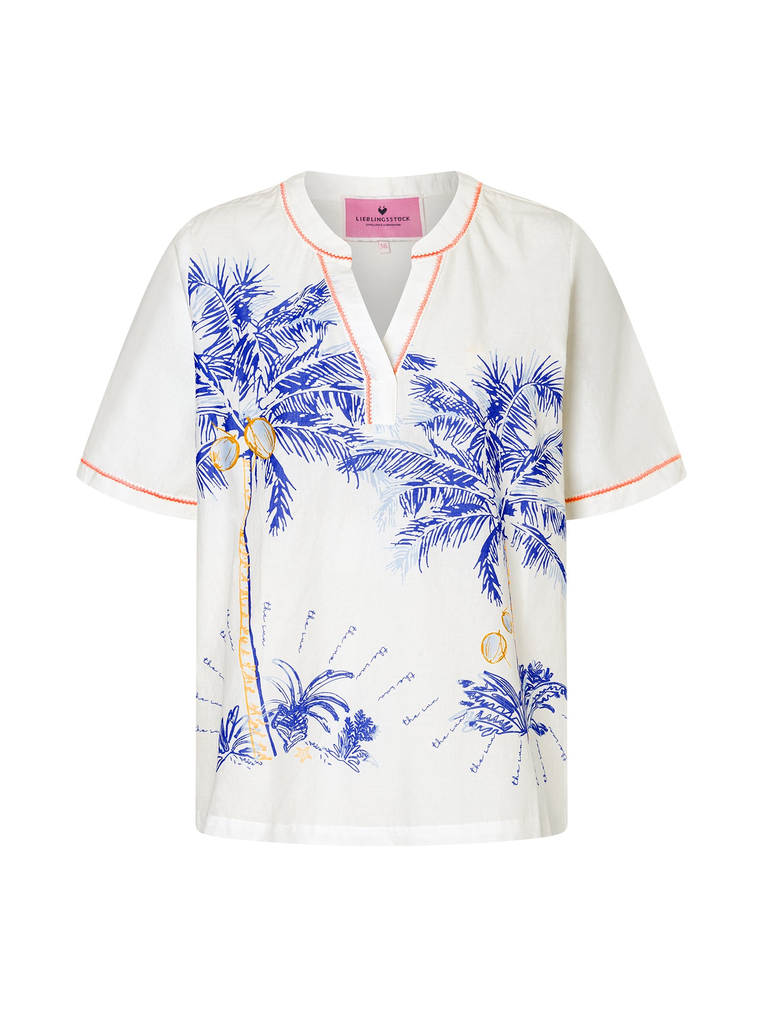 Lieblingsstück LunaL Bluse offwhite mit Palmen-Print