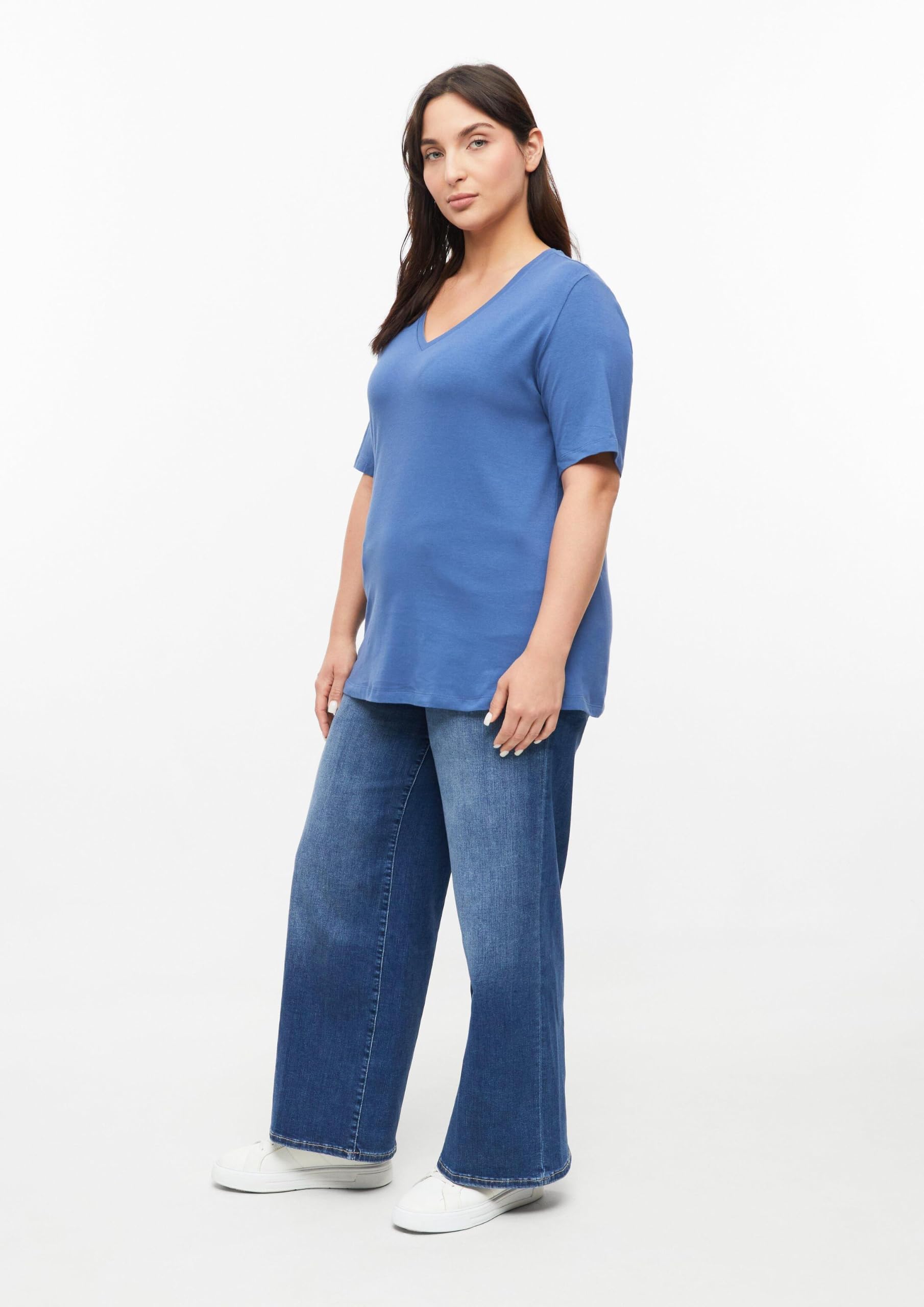 s.Oliver T-Shirt V-Ausschnitt Blau Gr. 44