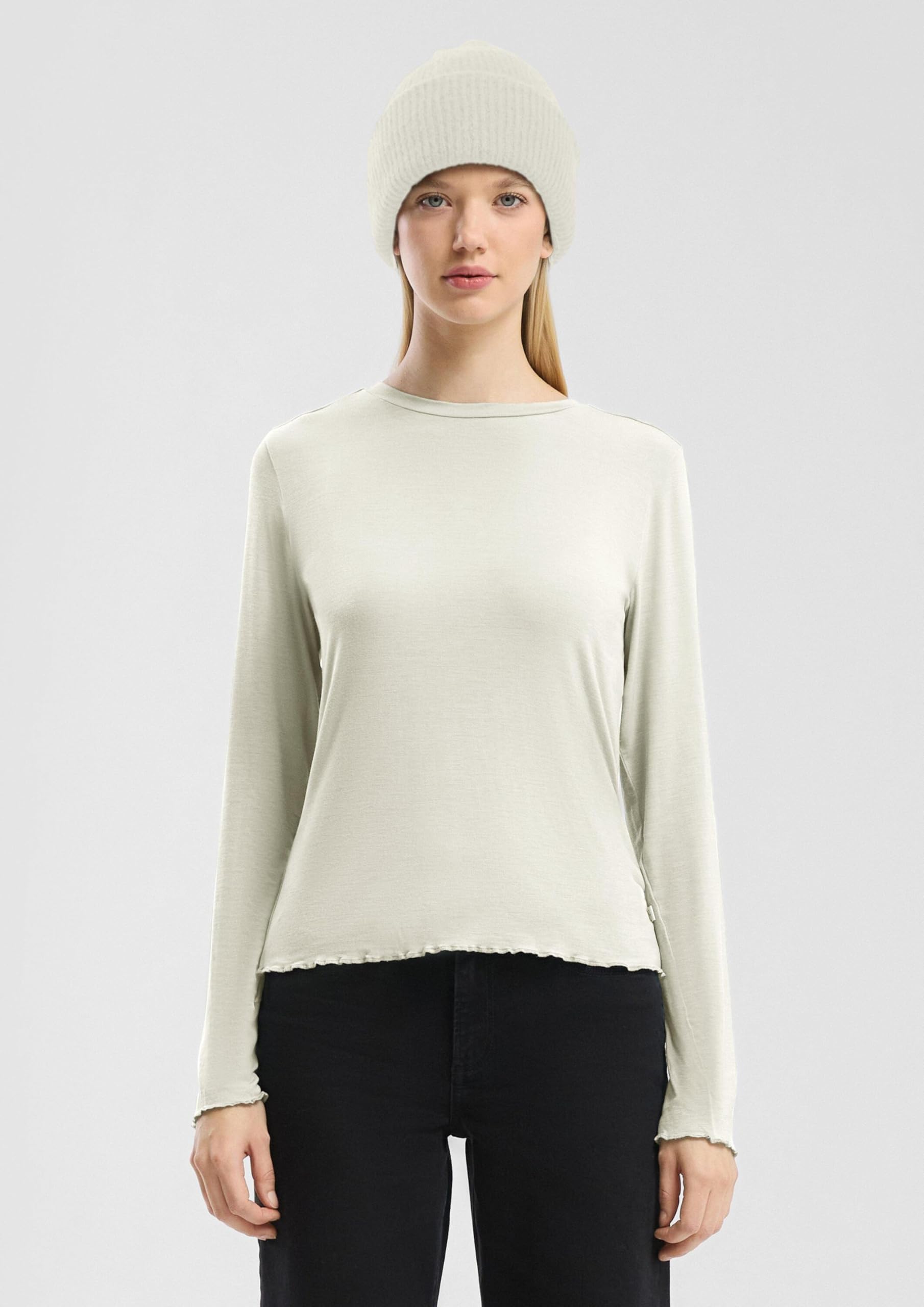 s.Oliver QS Longsleeve Viskosestretch schmal M ecru