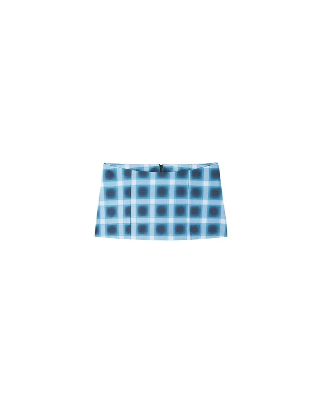 Mowalola Tartan Mini Rock Minirock blau Karo Stretch