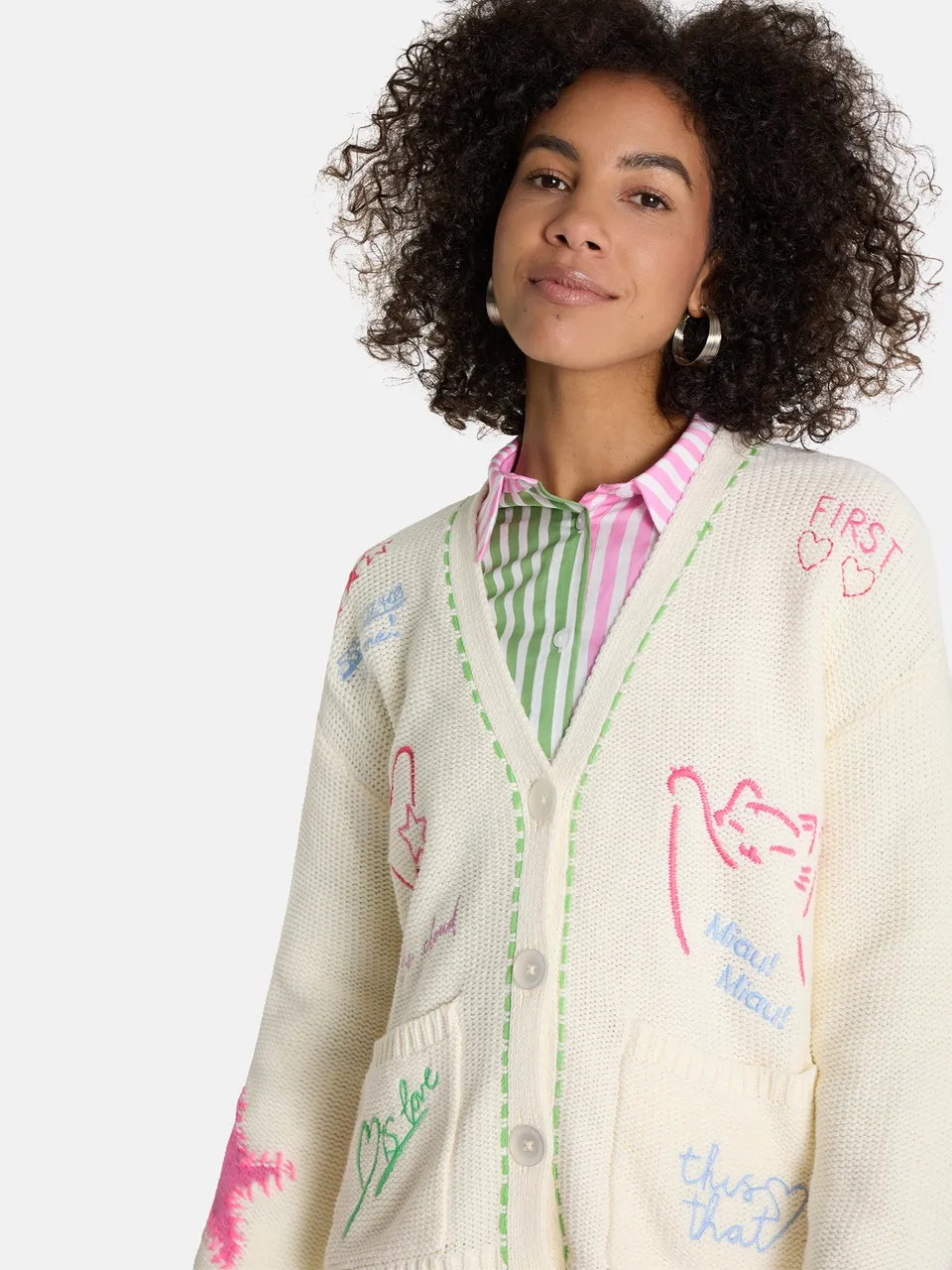Lieblingsstück ArunaL Strickjacke offwhite Stickerei