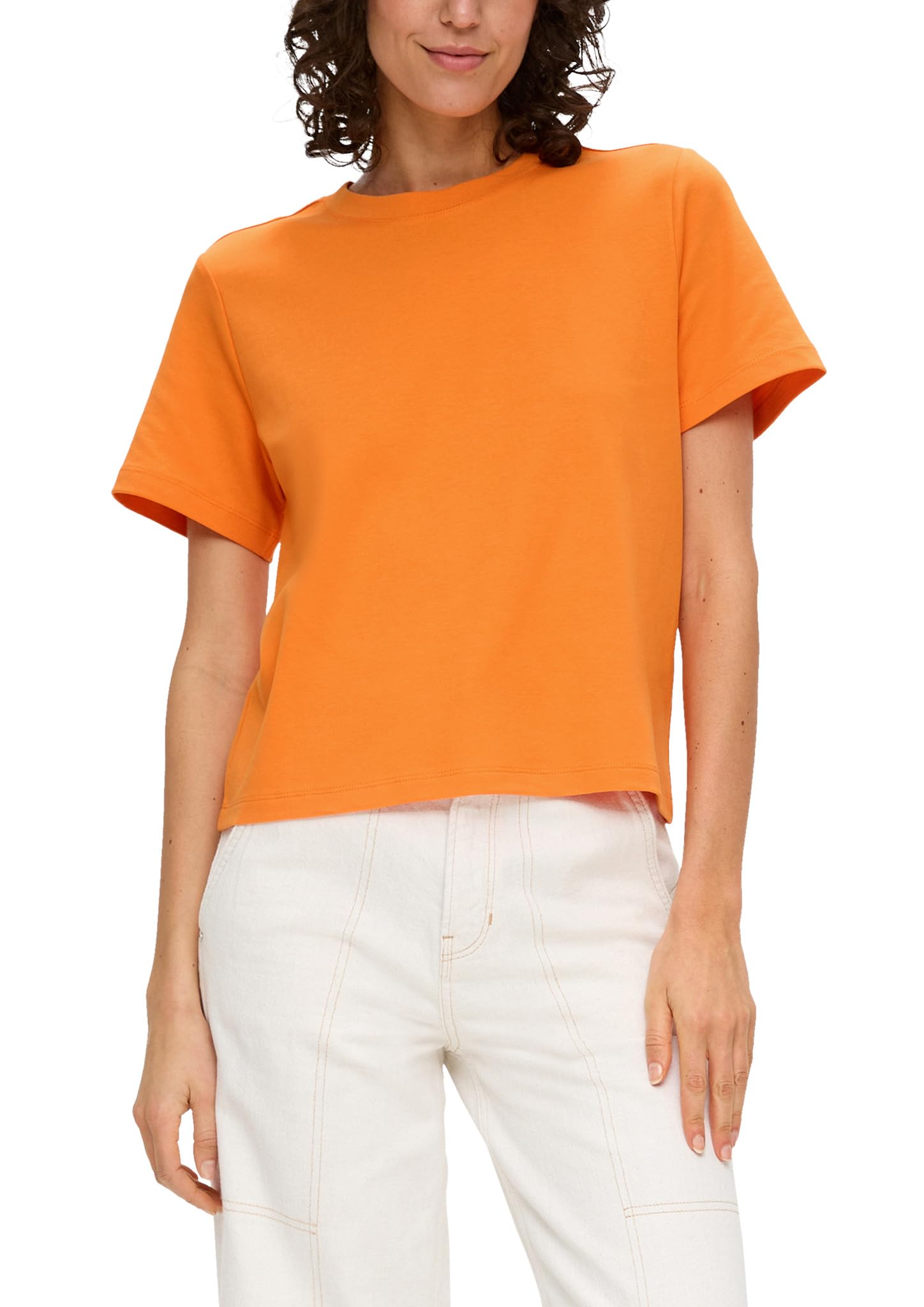 s.Oliver Verkürztes T-Shirt Interlockjersey weiß