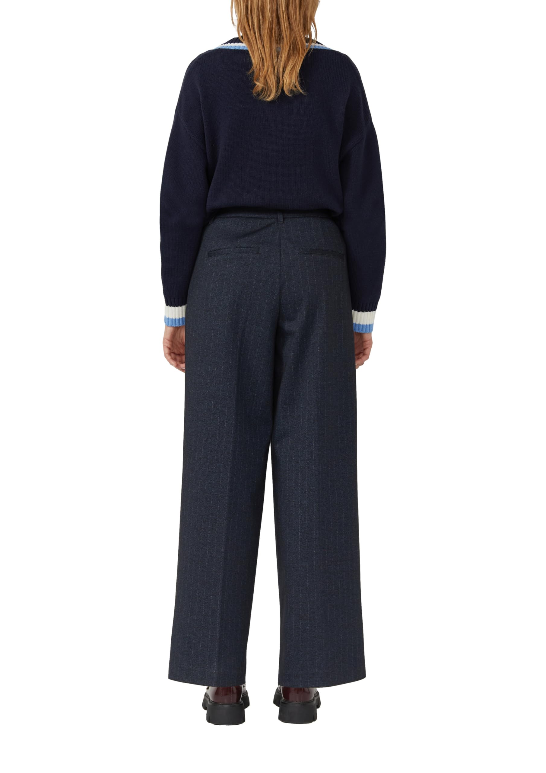 s.Oliver 2169121 Wide Leg Hose Navy 38W lang mit Bügelfalte