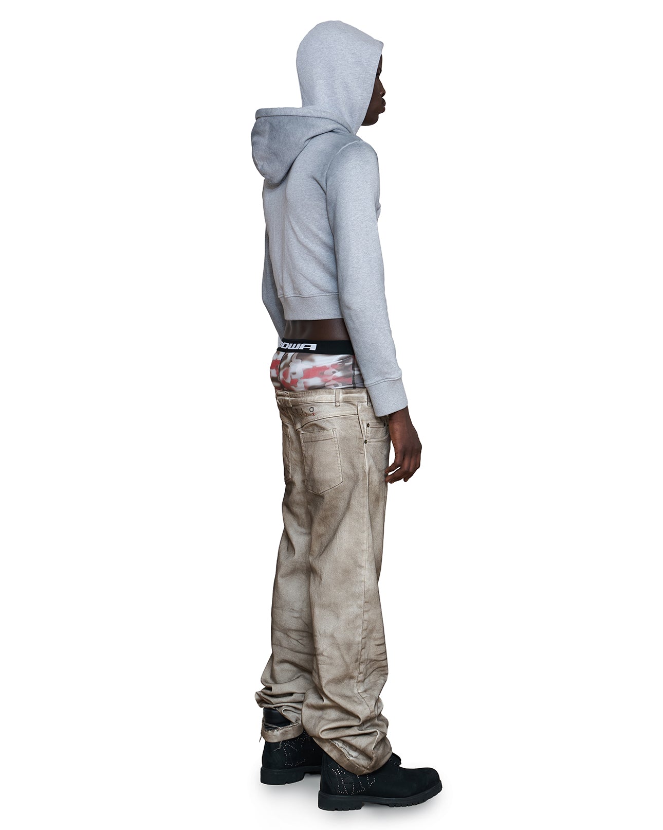 Mowalola Double D Hoodie Grey Hoodie Grau Cropped