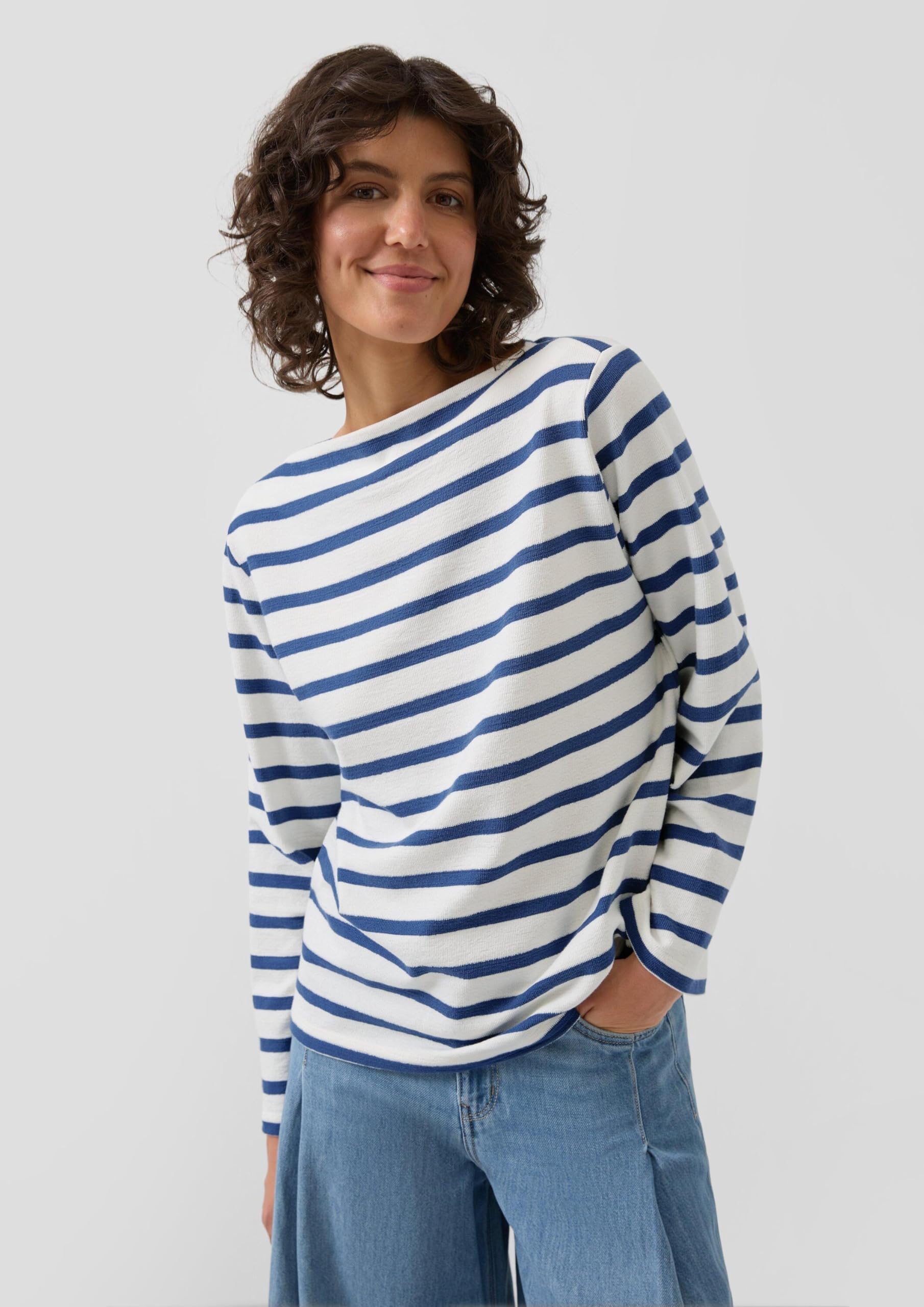 s.Oliver RED LABEL Sweatshirt blau Streifen Regular Fit