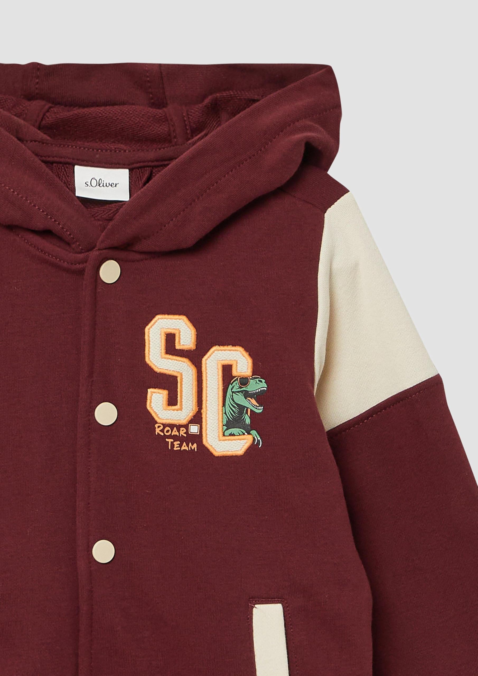 s.Oliver College-Jacke Applikation Kapuze Sweatjacke