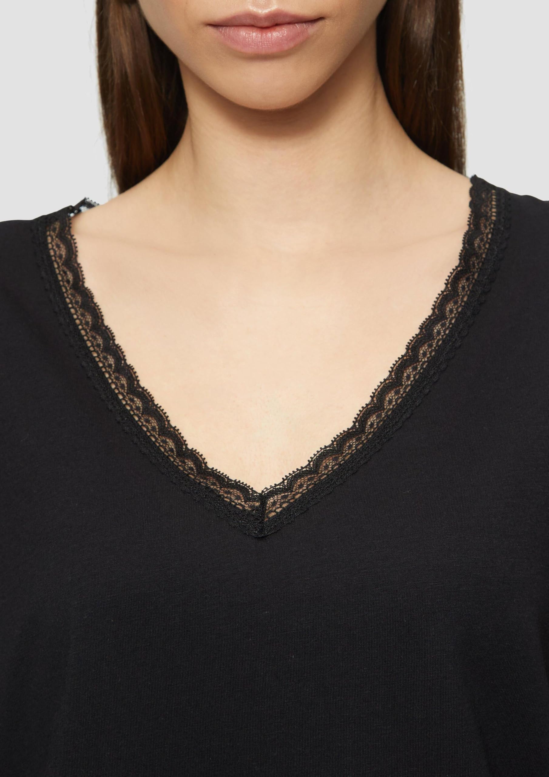 s.Oliver QS Modalmix-Shirt Damen mit Spitze V-Neck