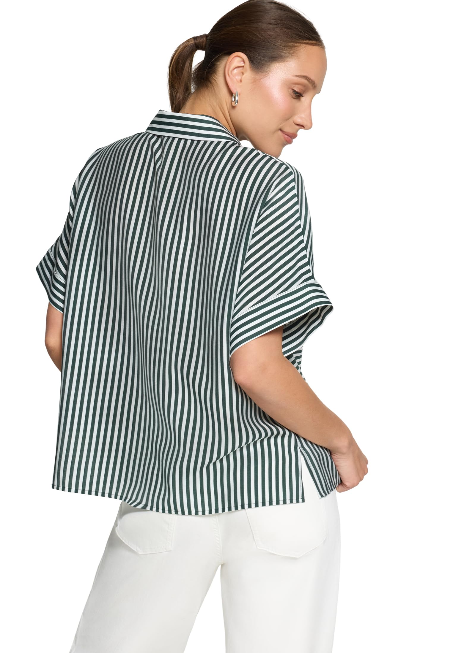 zero Hemdbluse mit Streifen Bluse 40 Green Cream gestreift