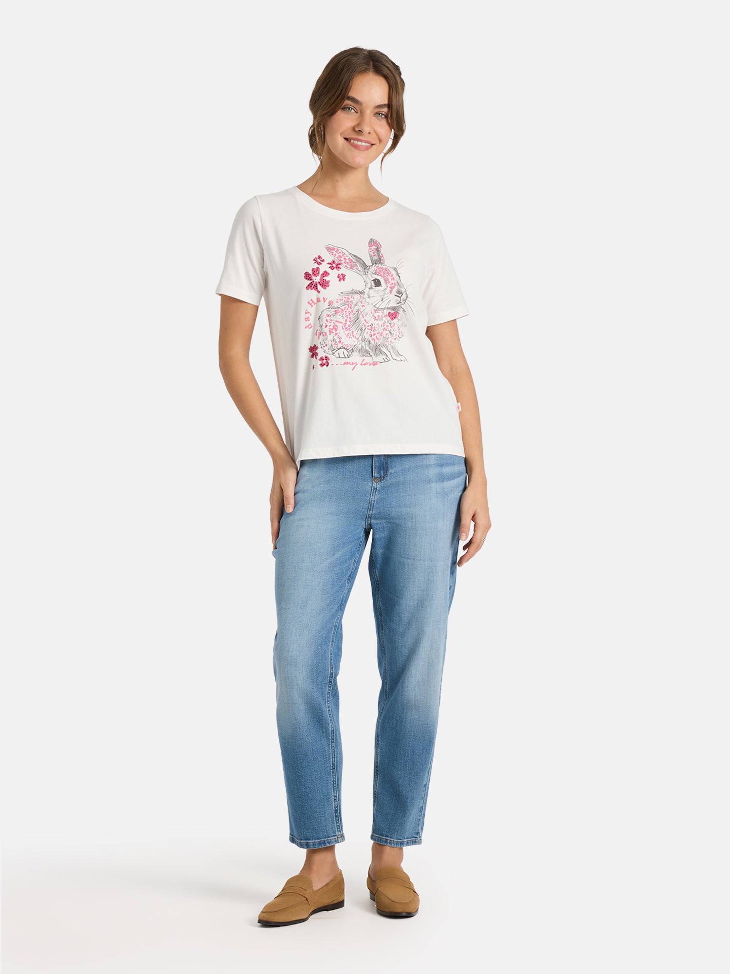 Lieblingsstück CaraL Print T-Shirt aus Baumwolle offwhite