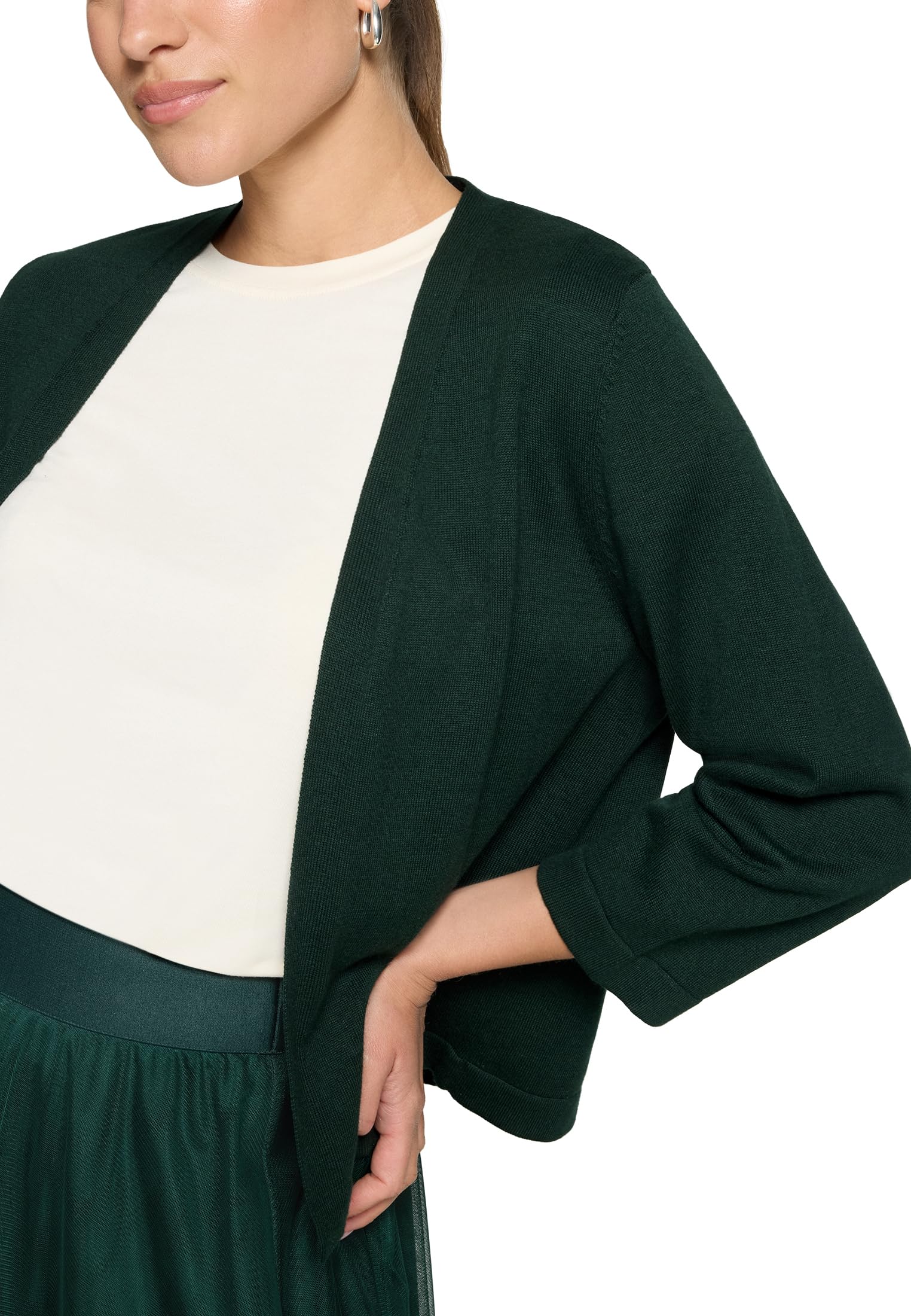 zero Feinstrickjacke 3/4 Arm Green Forest Gr.40 Feinstrick