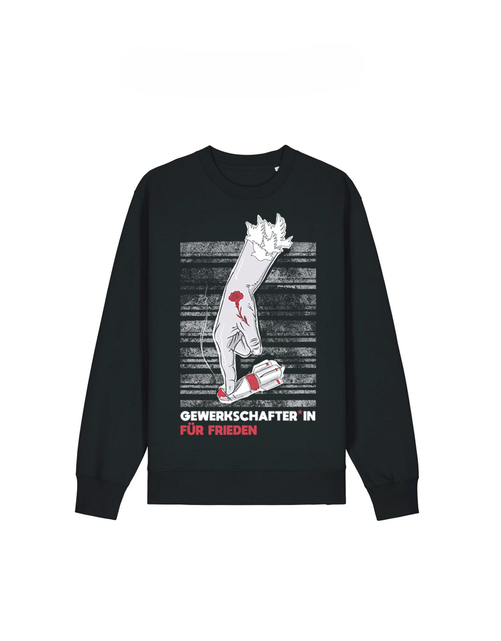 dna merch Gewerkschafter*in für Frieden Rundhalspullover Schwarz Bio