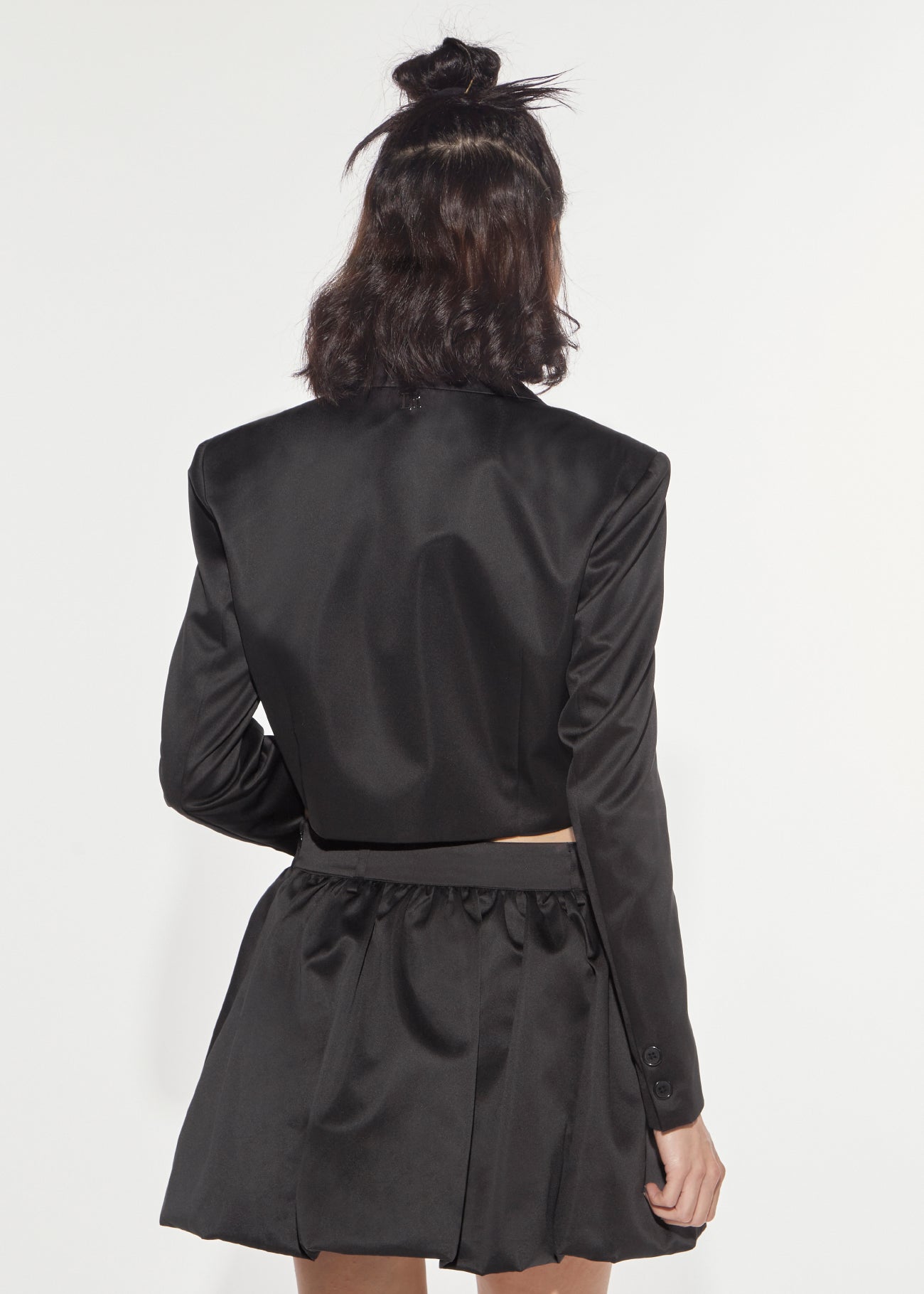 Denny Rose Duchesse Cropped Blazer Schwarz Doppelreihig