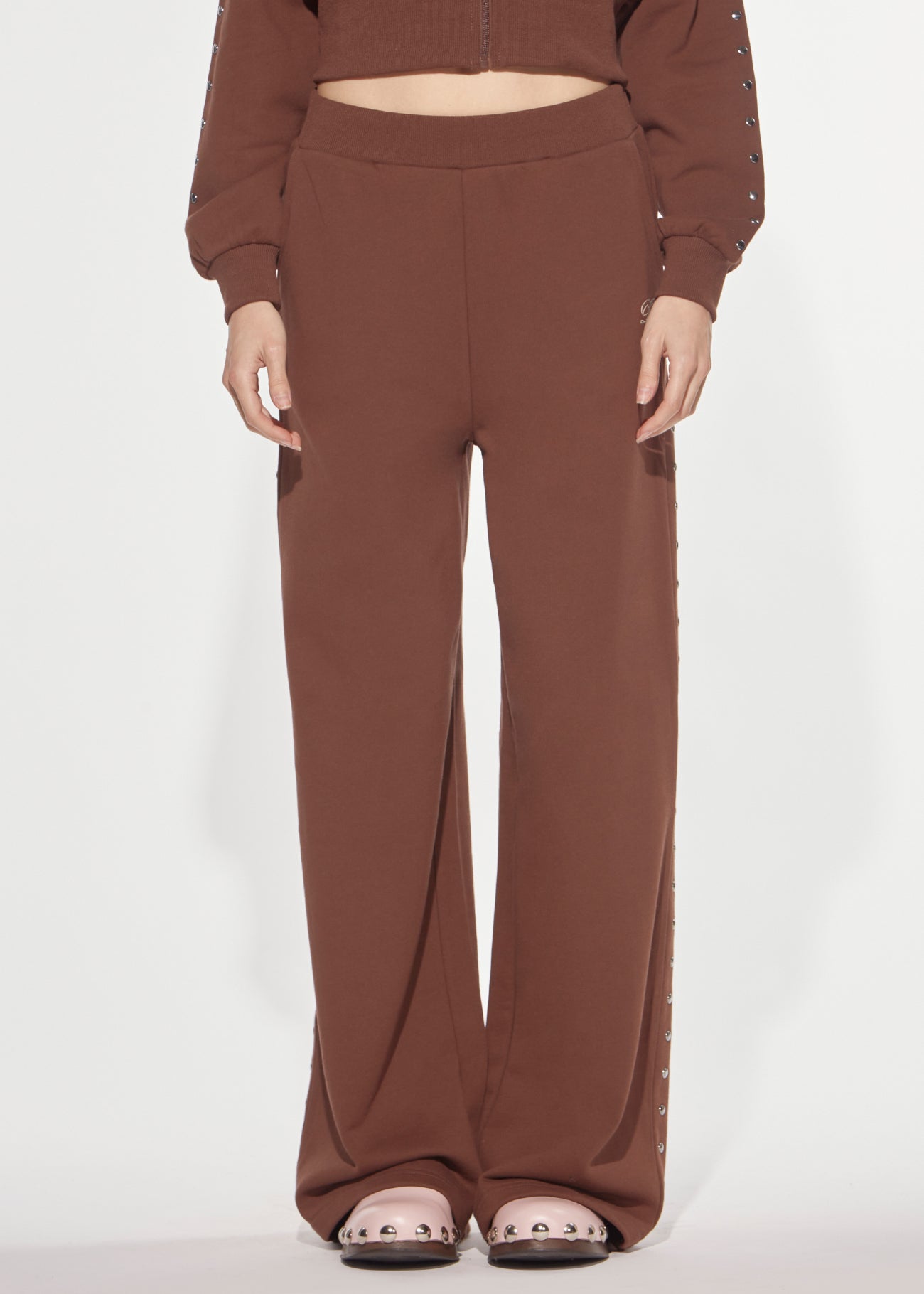 Denny Rose Downtown Sweathose Braun Nieten
