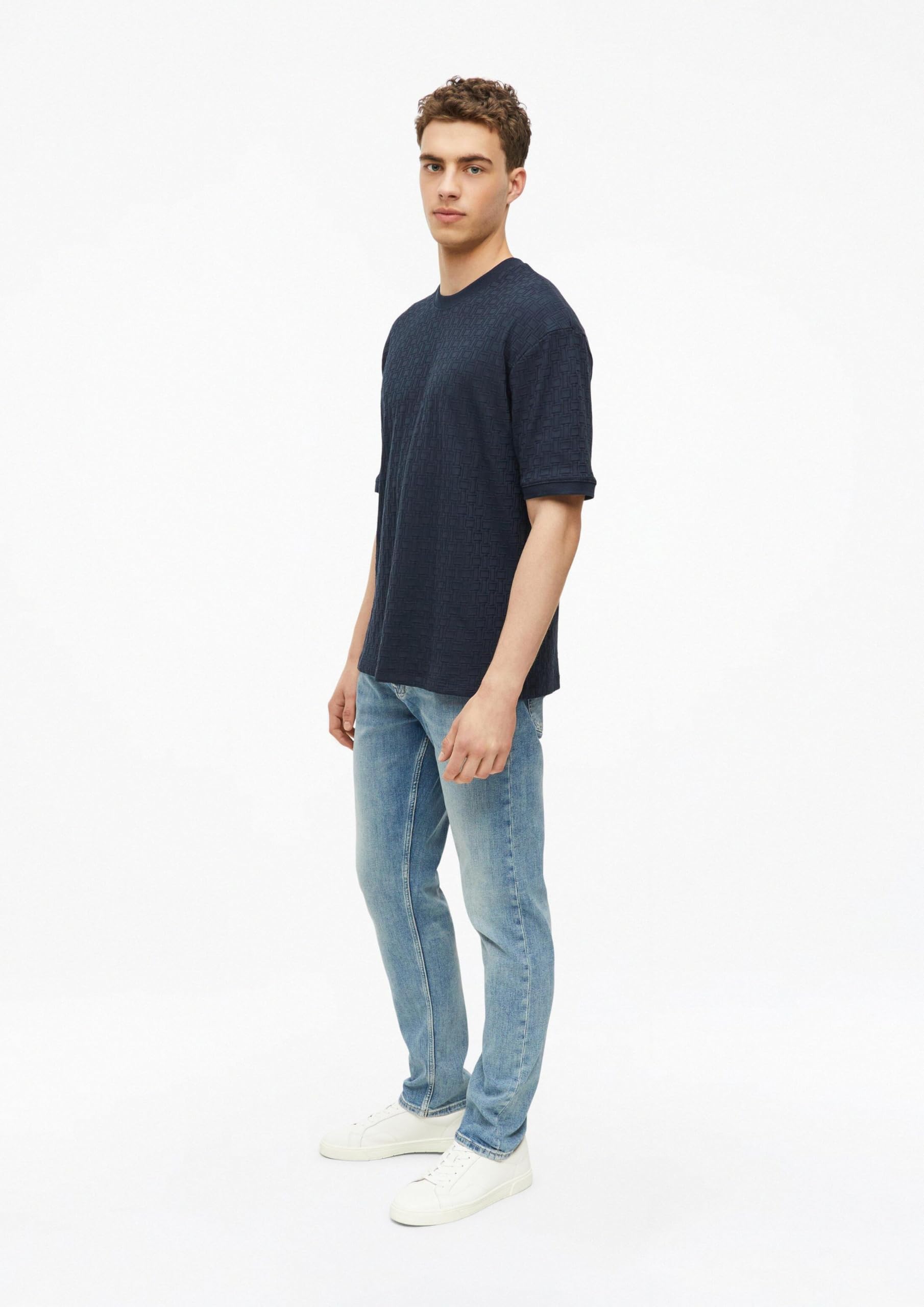 s.Oliver Junior Herren T-Shirt Jacquard Crew Neck Relaxed Fit