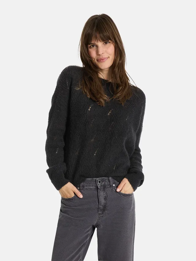 Lieblingsstück JaneaL Pullover Wollmix Zopf black