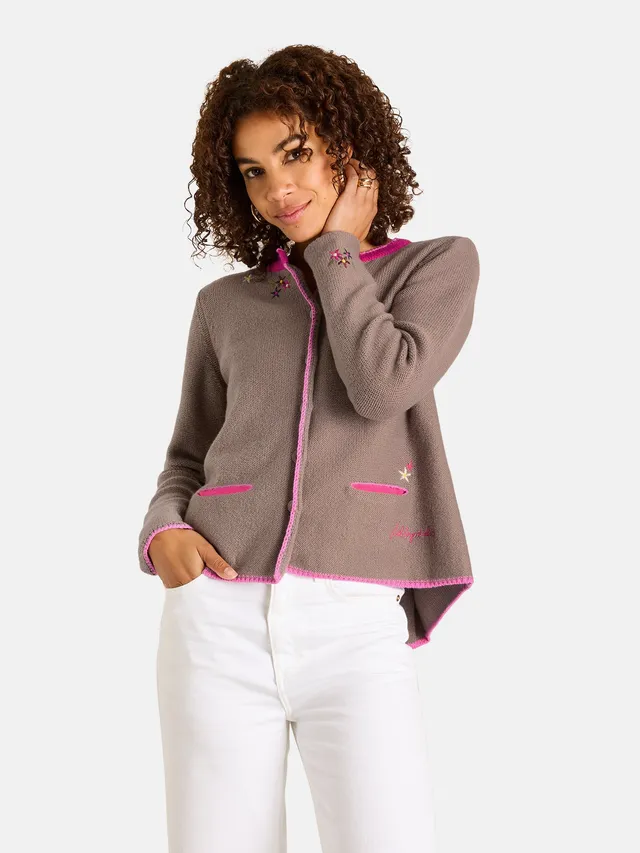 Lieblingsstück ZippaL Strickjacke taupe Merinowolle
