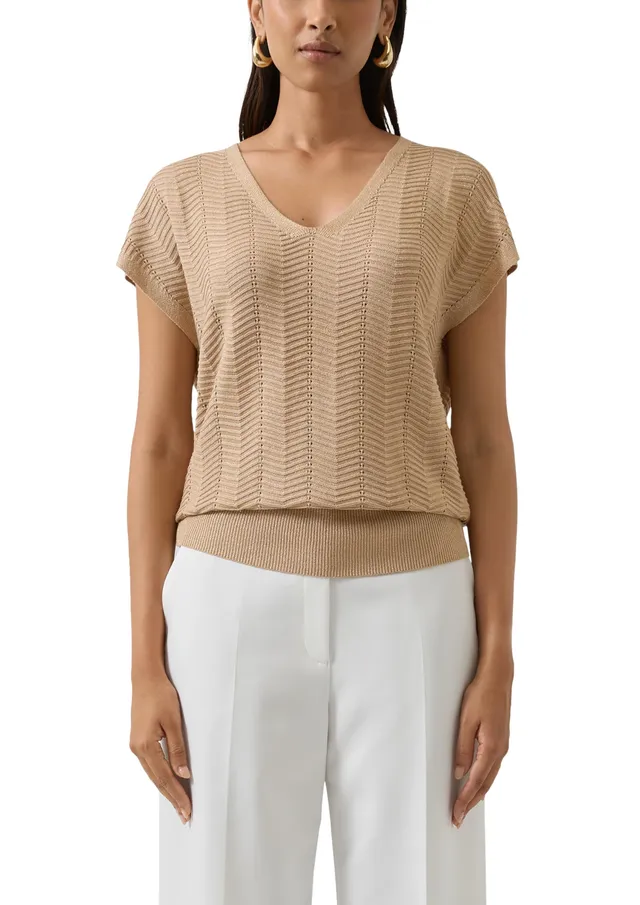 s.Oliver Red Label Feinstrickshirt Metallic-Garn kurzarm L