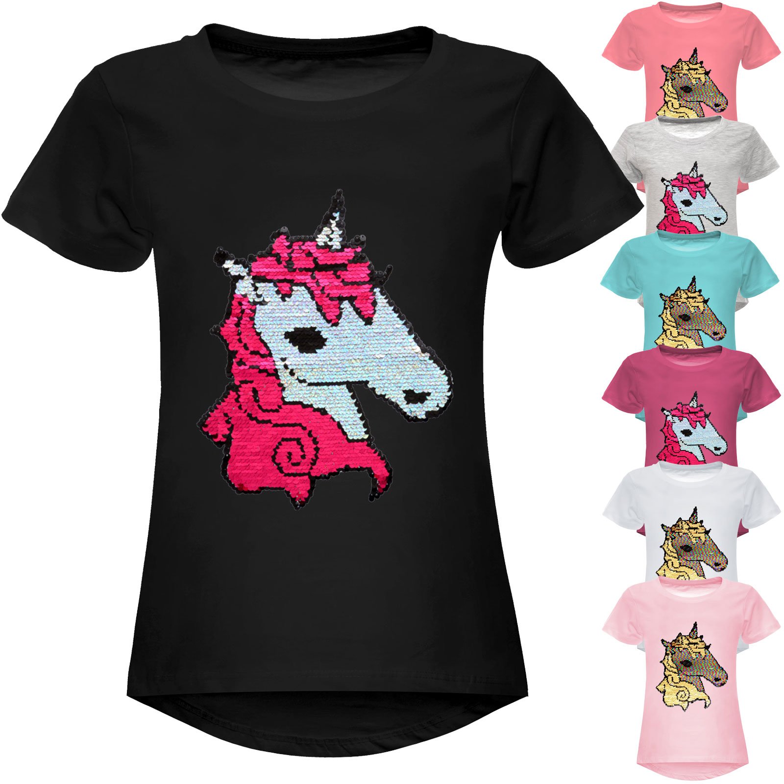BEZLIT Mädchen T-Shirt Wendepailletten Herz Baumwolle rosa 116