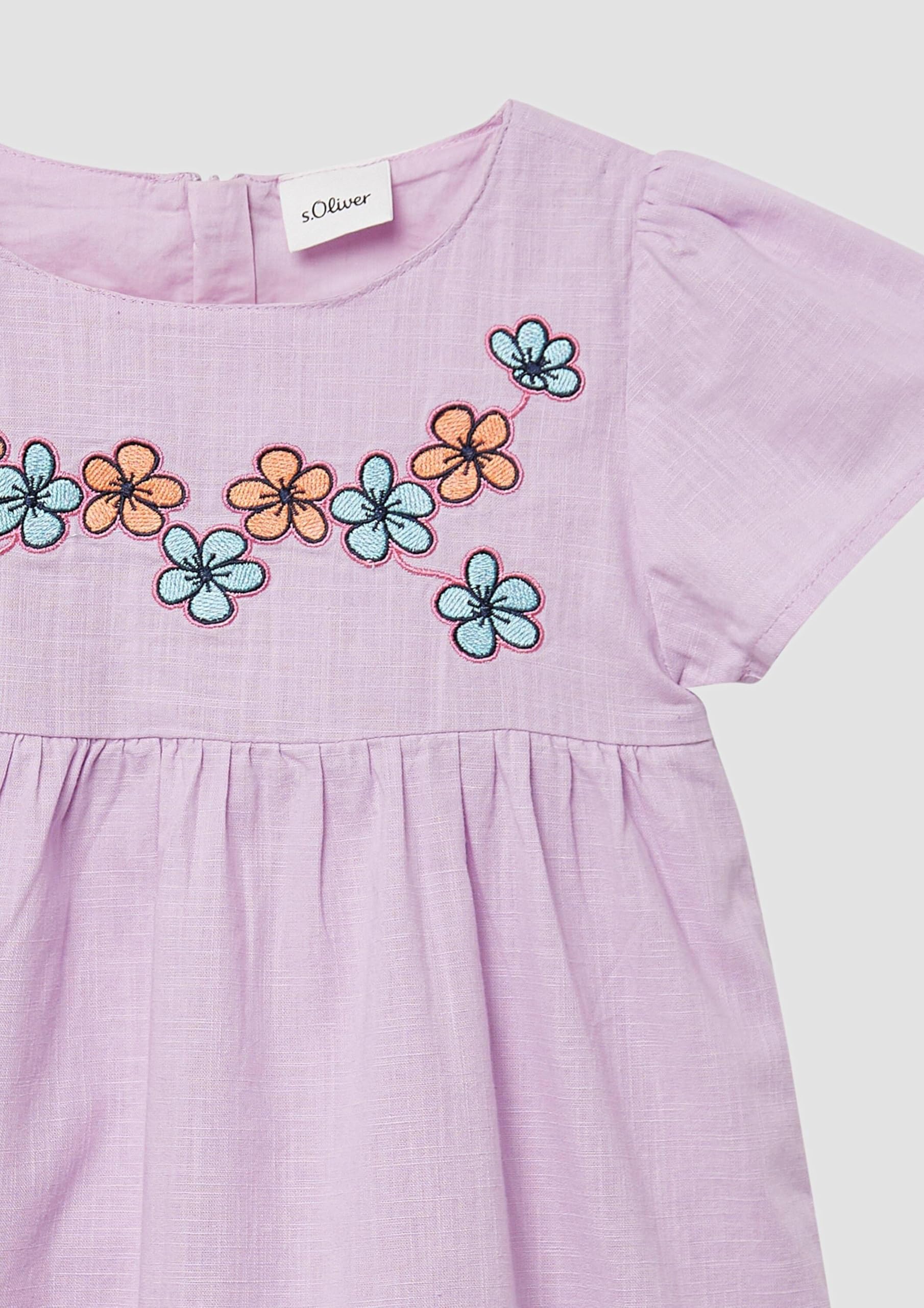 s.Oliver A-Shape Baumwollkleid 140 Rundhals Stickerei