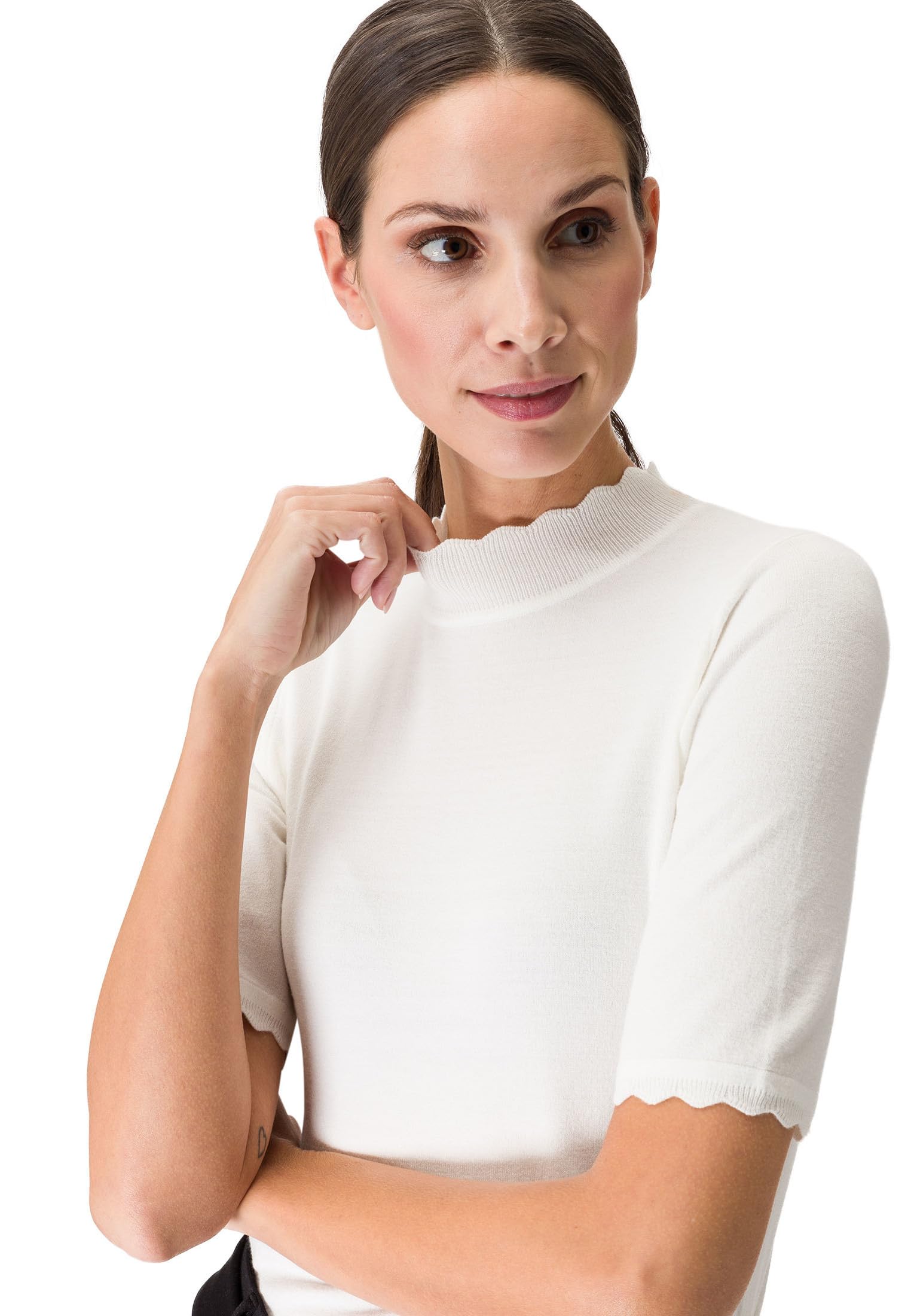 zero Strickpullover Wellenkante Damen 34 Offwhite