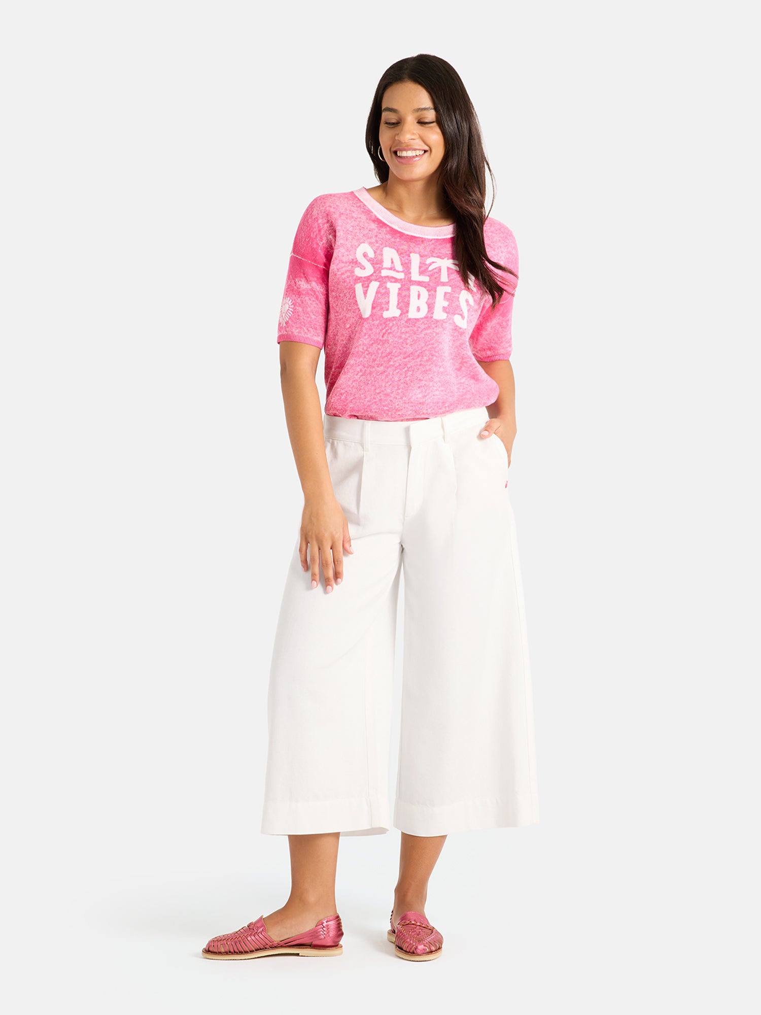 Lieblingsstück Culotte offwhite aus Baumwollmix weit