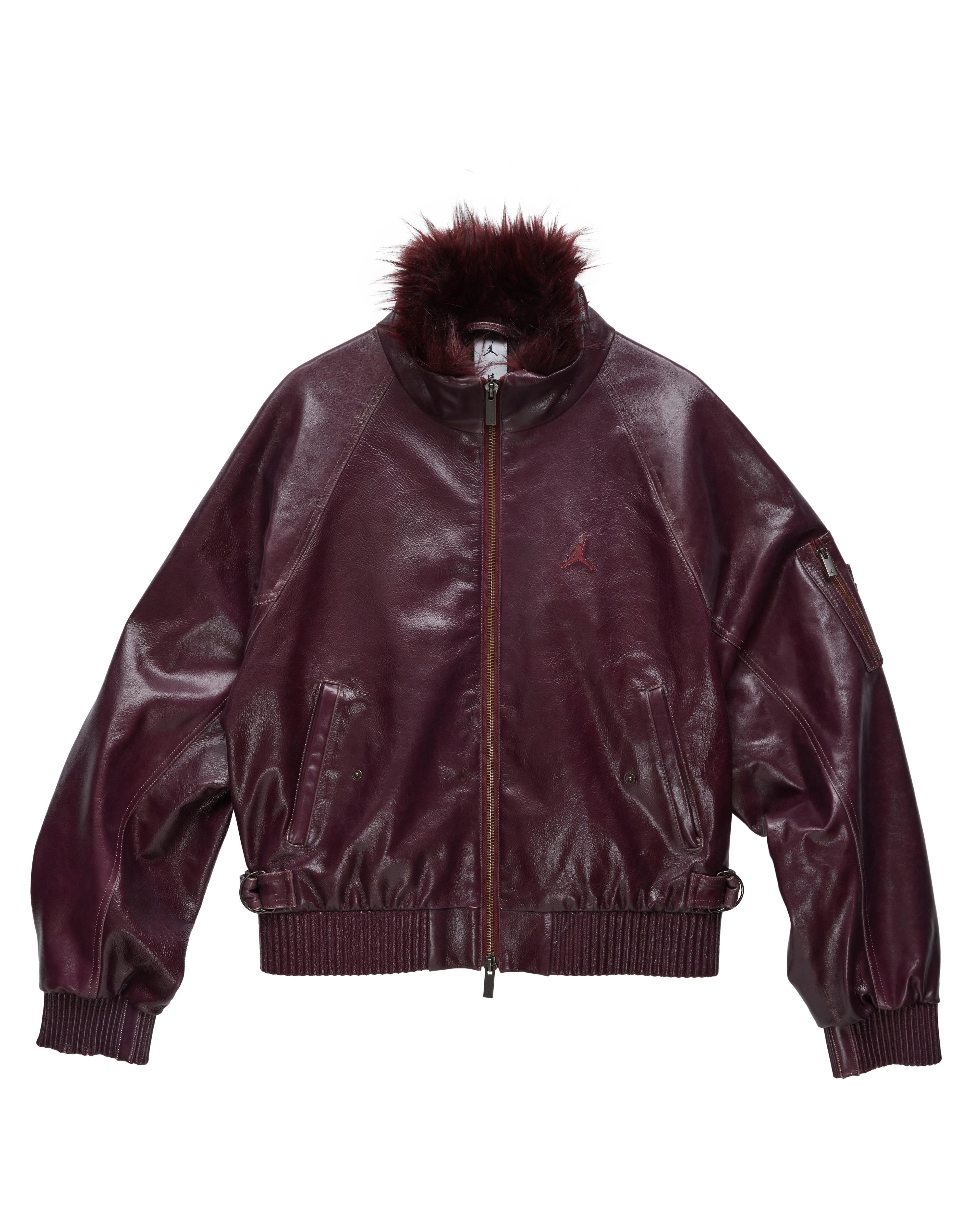 Mowalola Jordan Lederjacke Night Maroon aus Leder