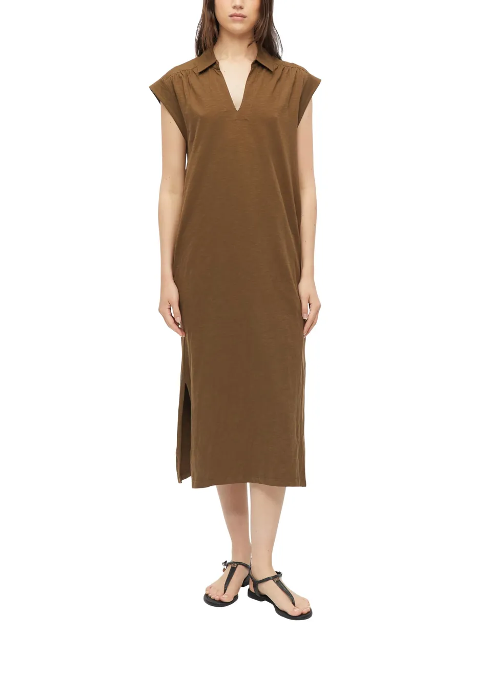 s.Oliver Red Label Midikleid V-Ausschnitt Raffung