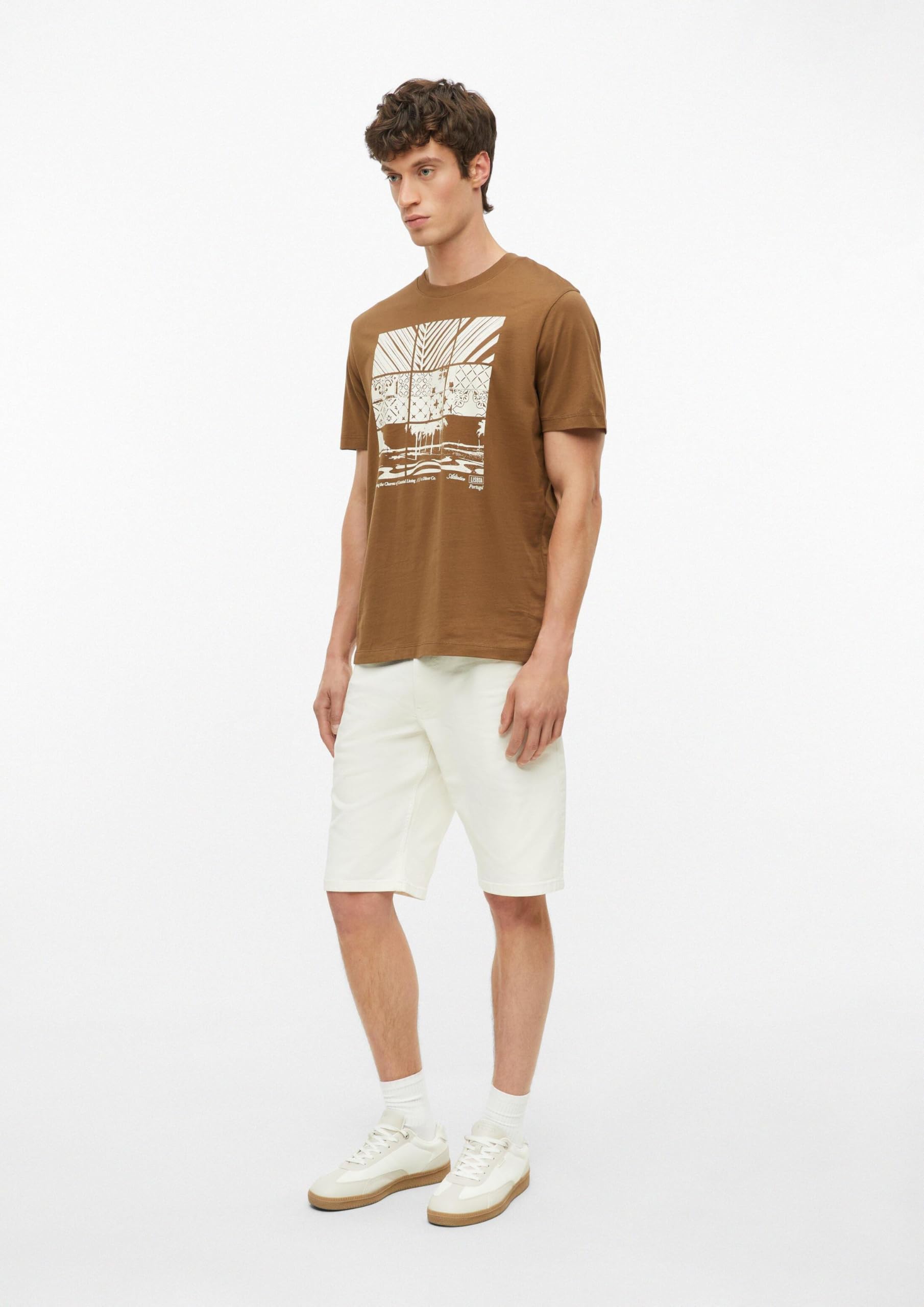 s.Oliver Junior T-Shirt Herren Braun Regular Fit Frontprint
