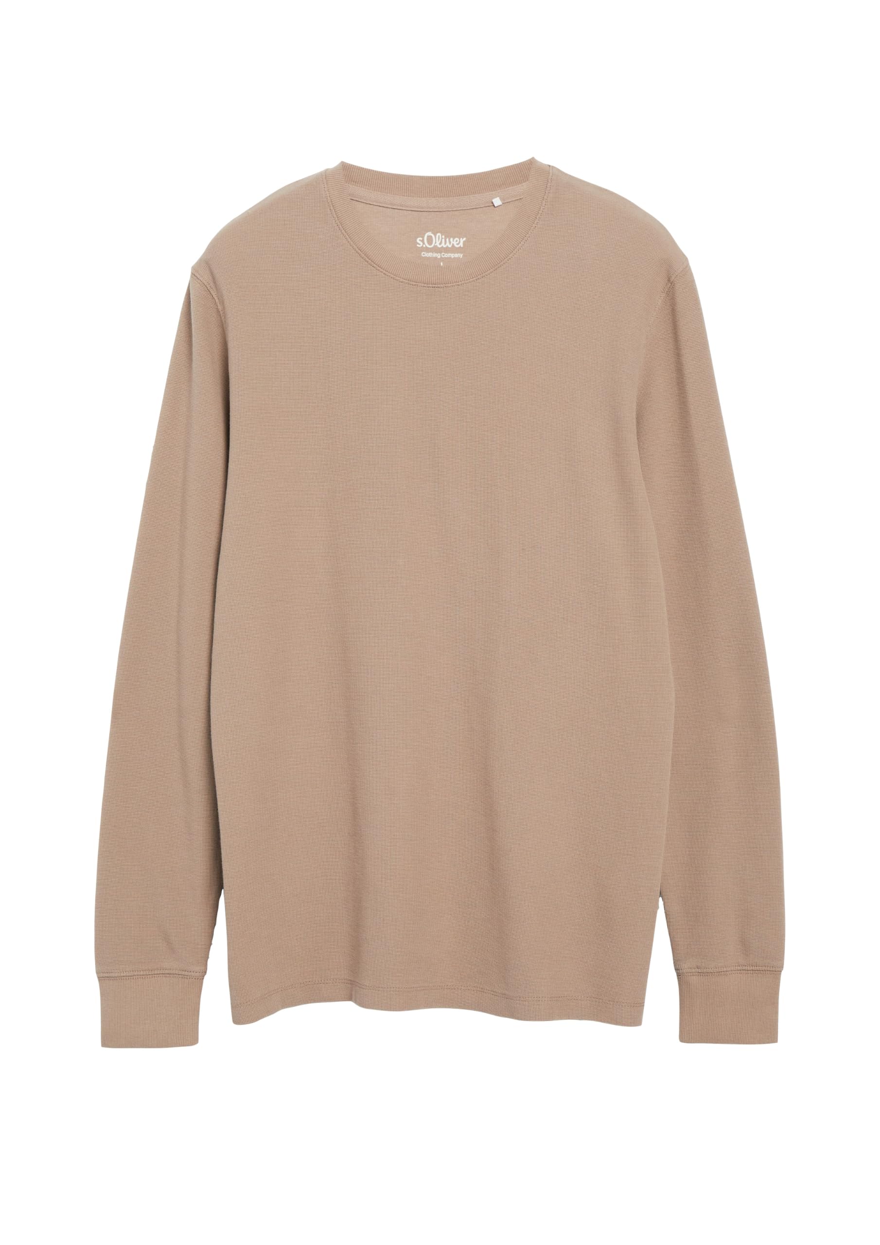 s.Oliver Waffel-Jersey Langarmshirt hellbraun S