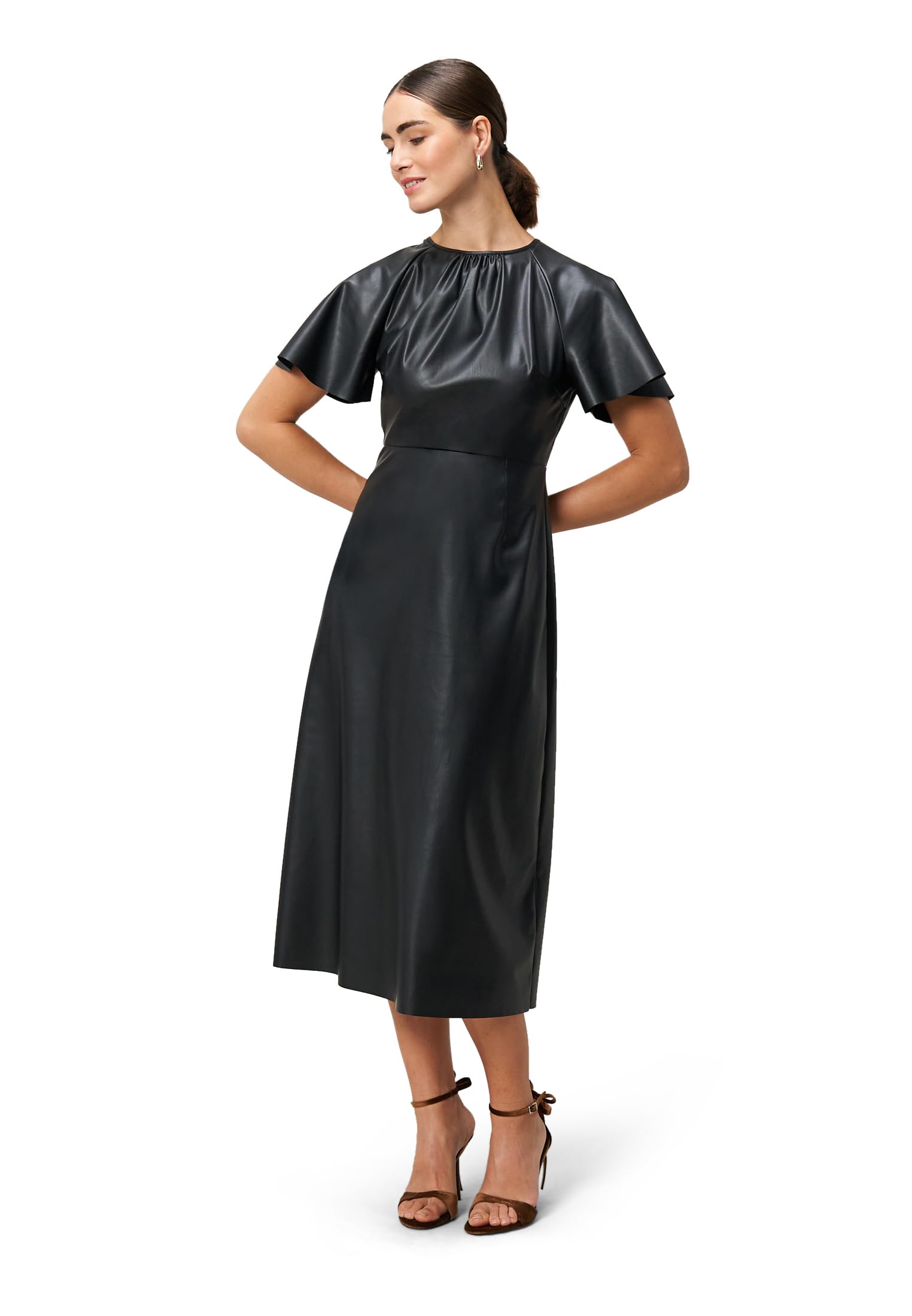 zero Midikleid Lederoptik Gr. 40 Black Beauty Abend